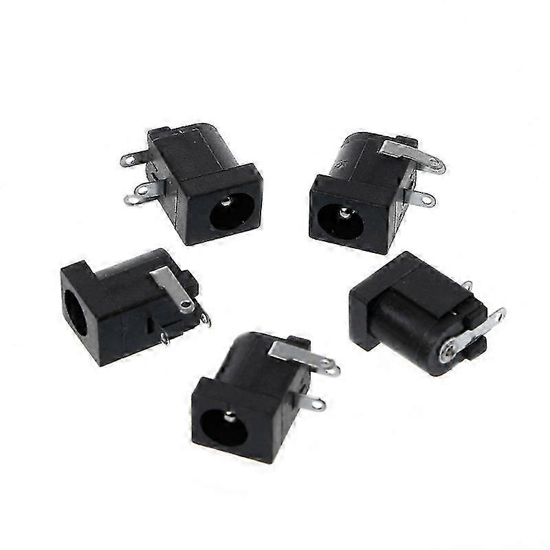 5 Pcs DC-005 Black DC Power Jack Socket Connector 5.5x2.1mm Barrel-Type PCB Mount