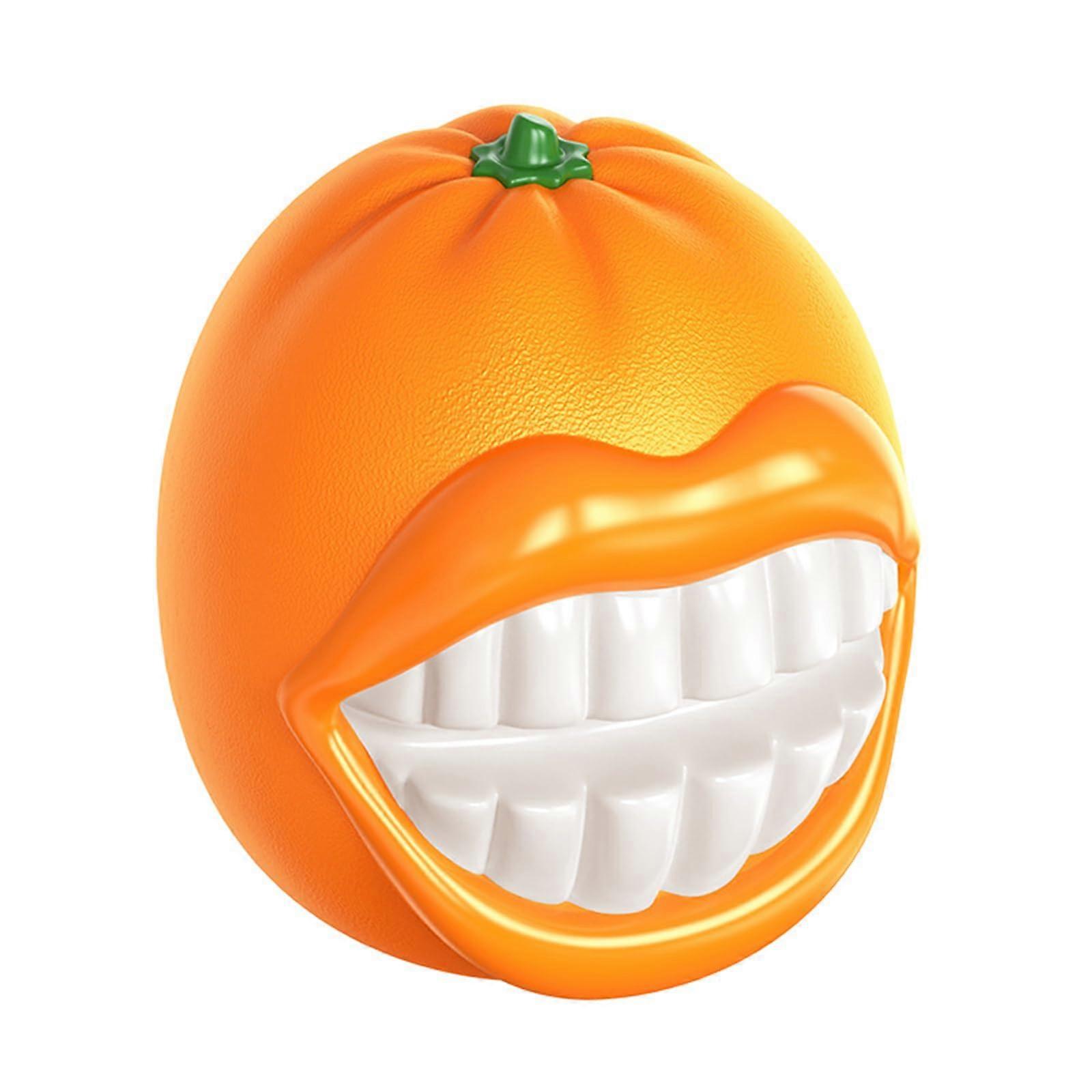 Dog Dental Cleaning Squeaky Toy - Interactive Chew Toy for Aggressive Chewers, Indoor Use, Orange Color
