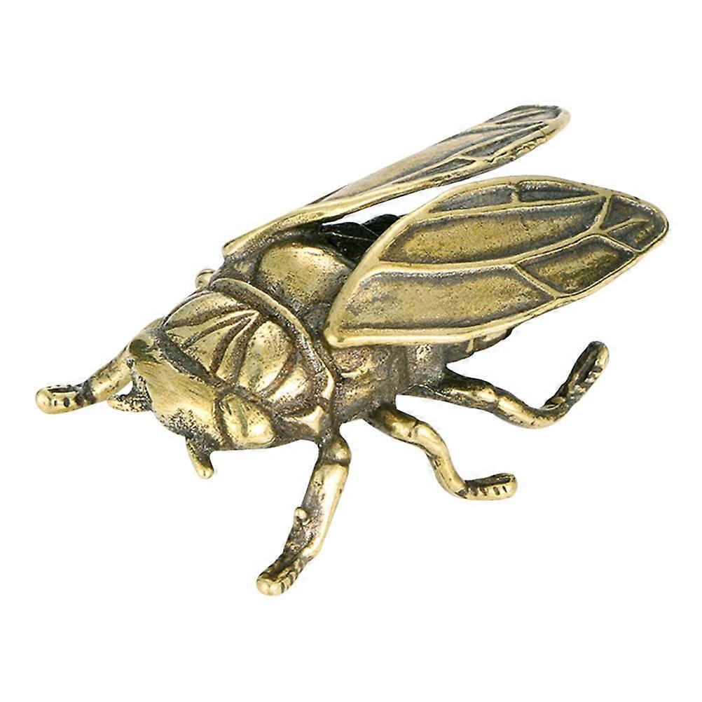 Antique Brass Desktop Cicadas Statue Insect Ornament for Home Office Decor Delicate Model Living Spaces Accessory
