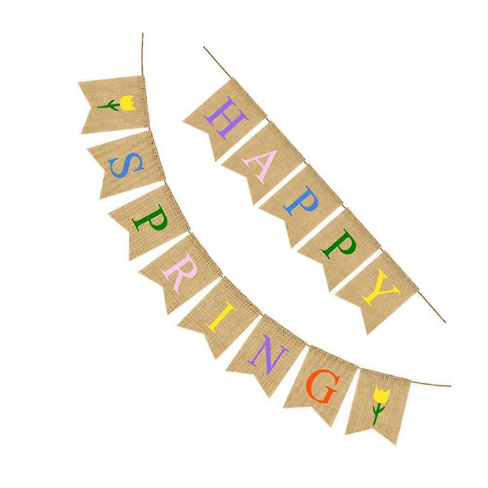 Triangle Hanging Flag Spring Party Supplies Linen Bunting Colorful Decorations 1Set