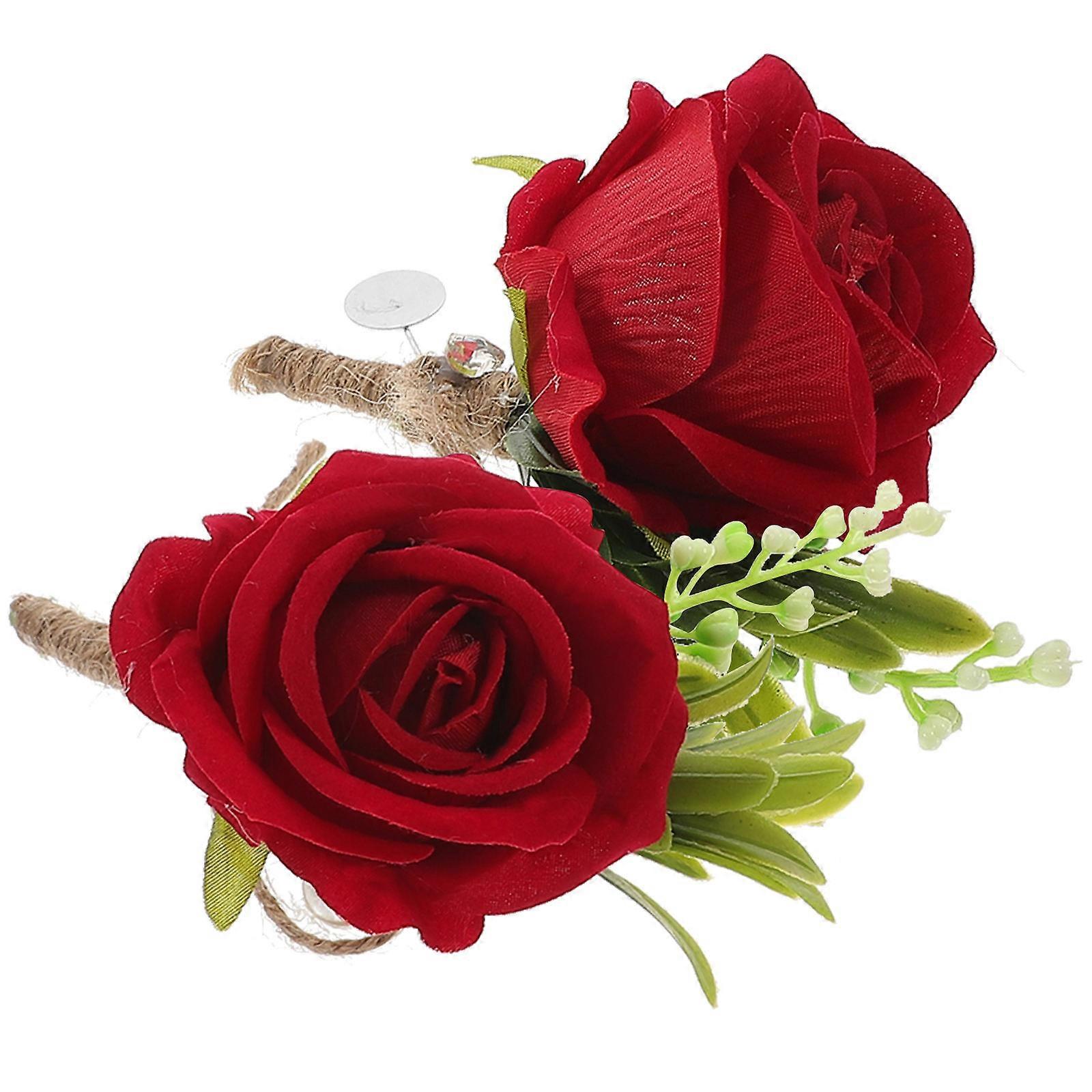 Artificial Rose Boutonniere for Wedding Decorations – Bright Color & Creative Design for Bride, Groom, Ceremonies, Events, and Parties – 2PCS Set