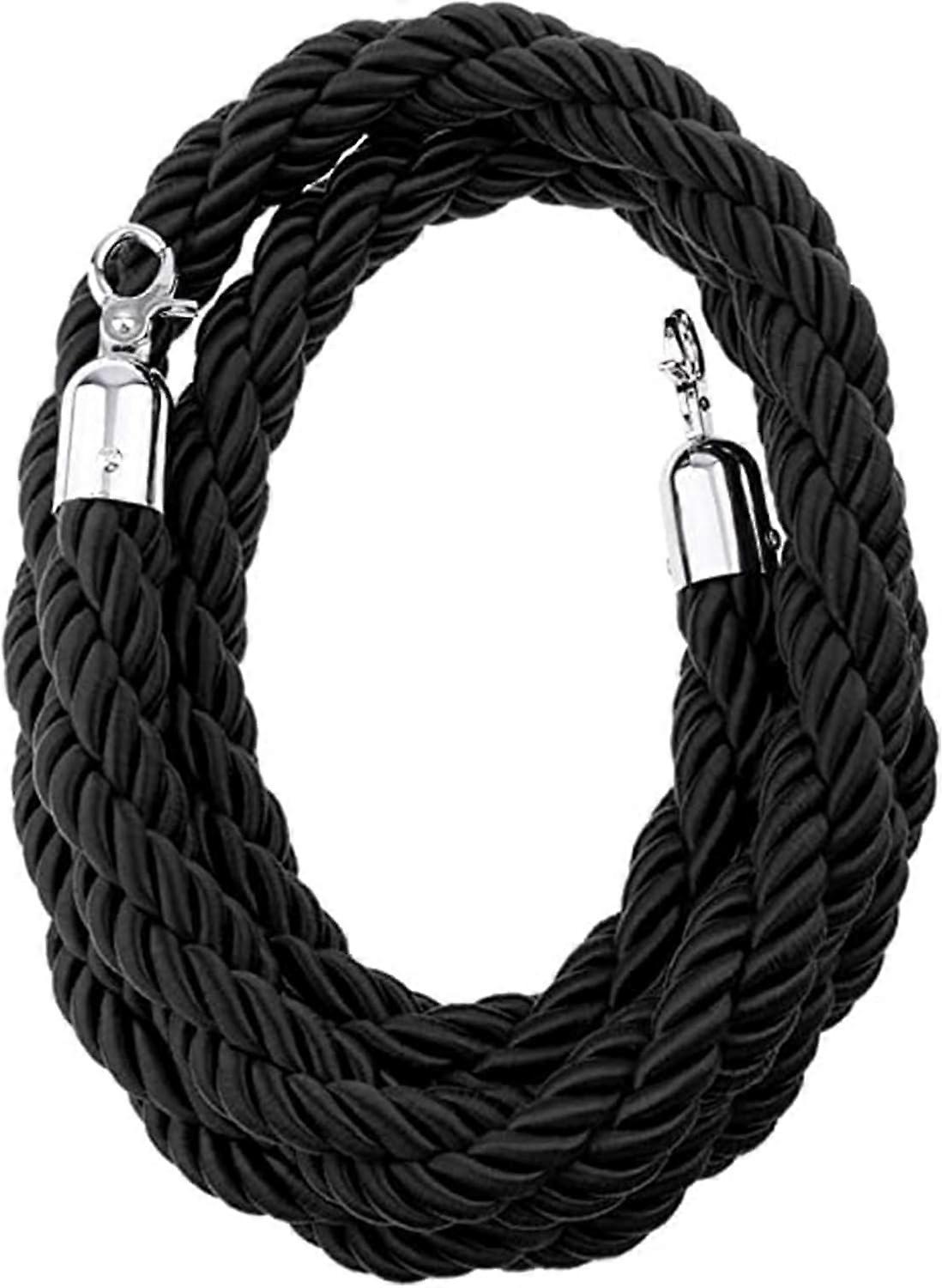 Barriers for crowd control, rope barrier, 10 x 5, 3 pieces, black barrier ropes for queue dividers, crowd control