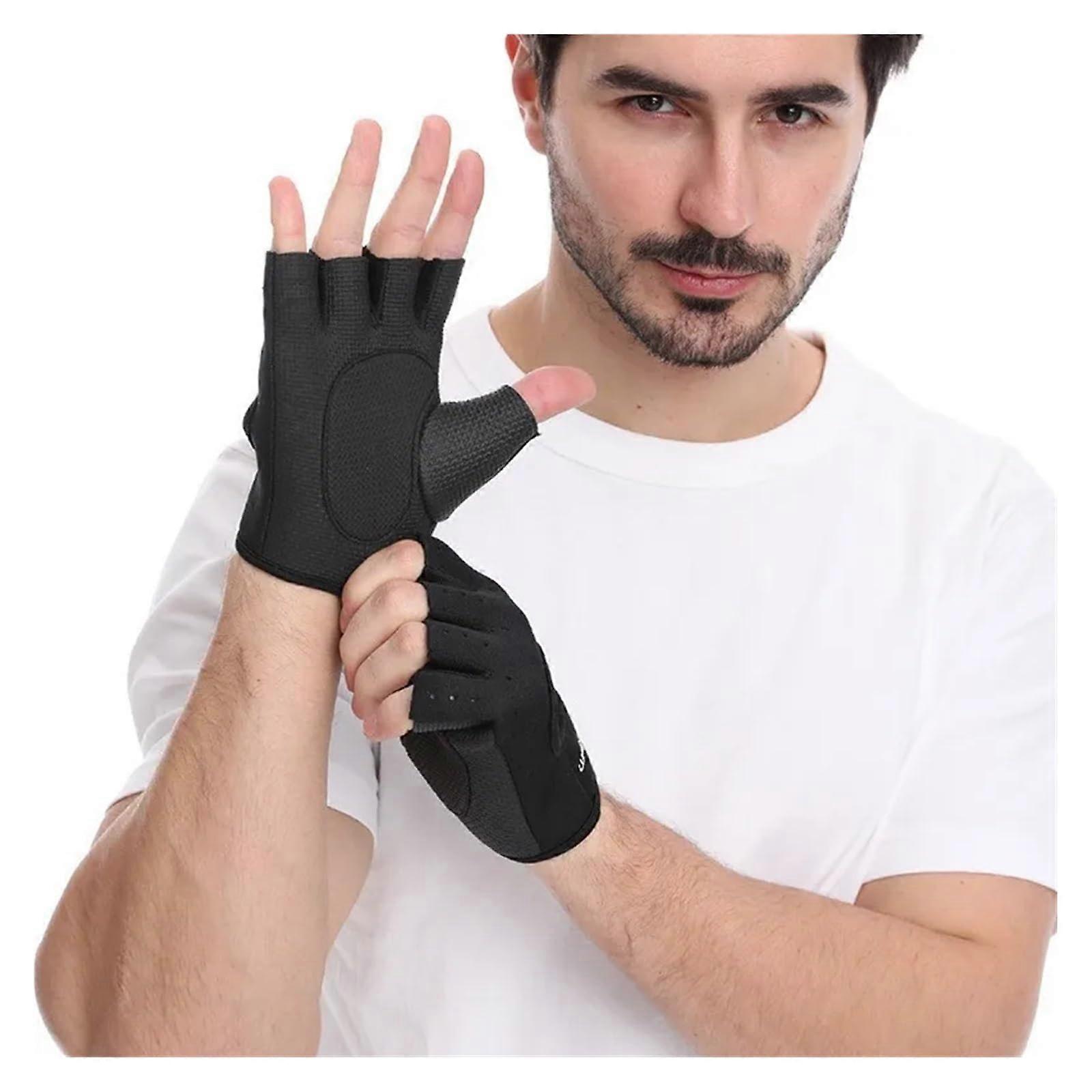 Fitness Gloves HalfFinger, Weightlifting, Outdoor, Cycling, Breathable, Black, L