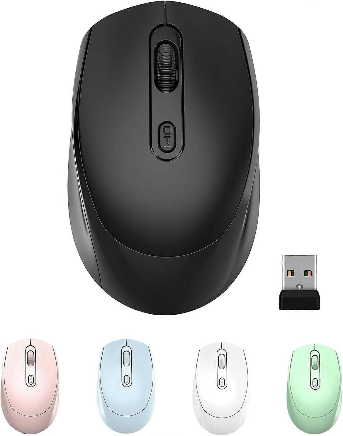 Wireless Mouse, 2.4G Silent Mouse, Computer Mouse with USB Nano Receiver for Laptop, Chromebook, PC, Mac, Windows(Black)