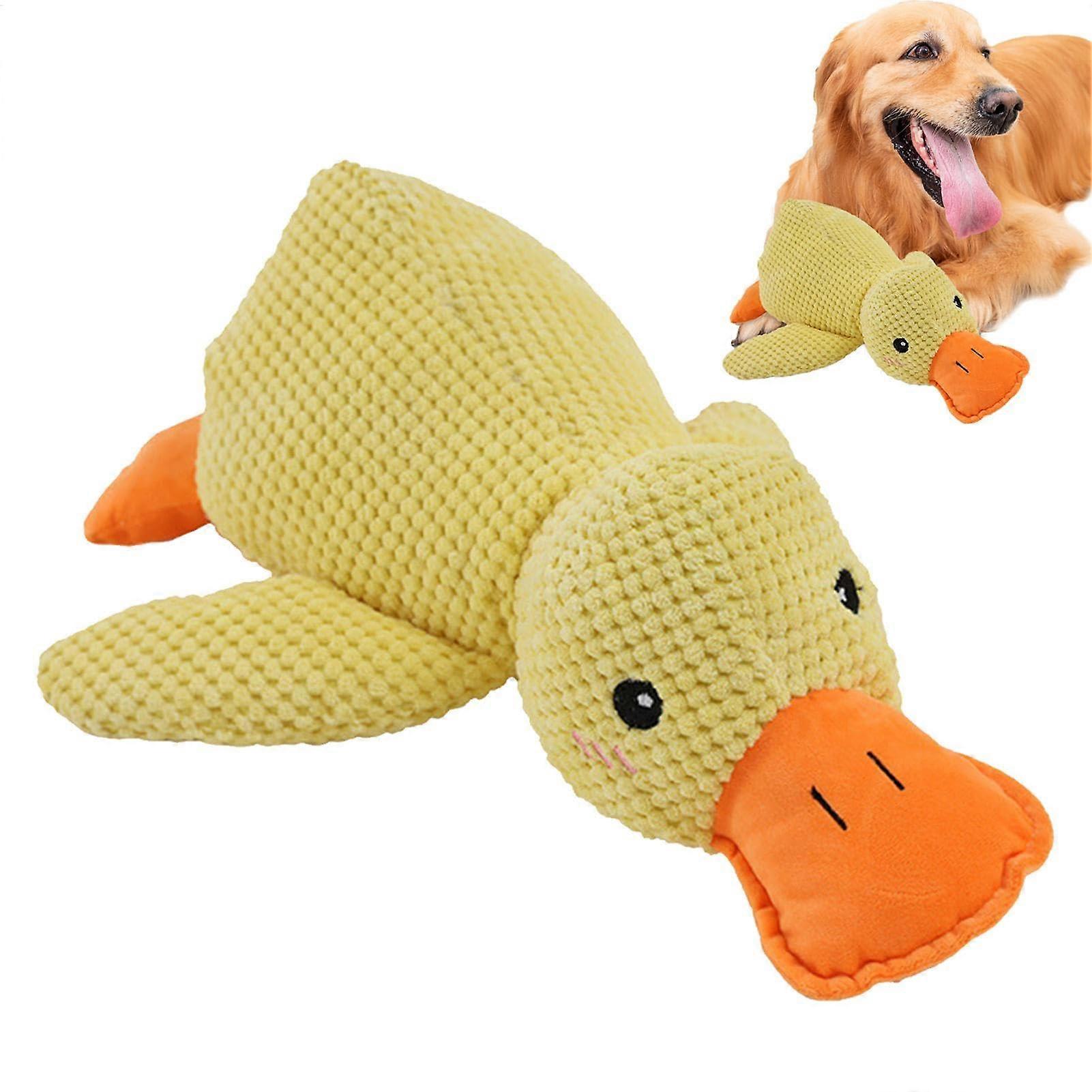 Dog Toy Anti-Stress Duck Toy Yellow Squeaky Plush Interactive Toy For Dogs & Puppies Soft Doll Plush With Quaking Sound