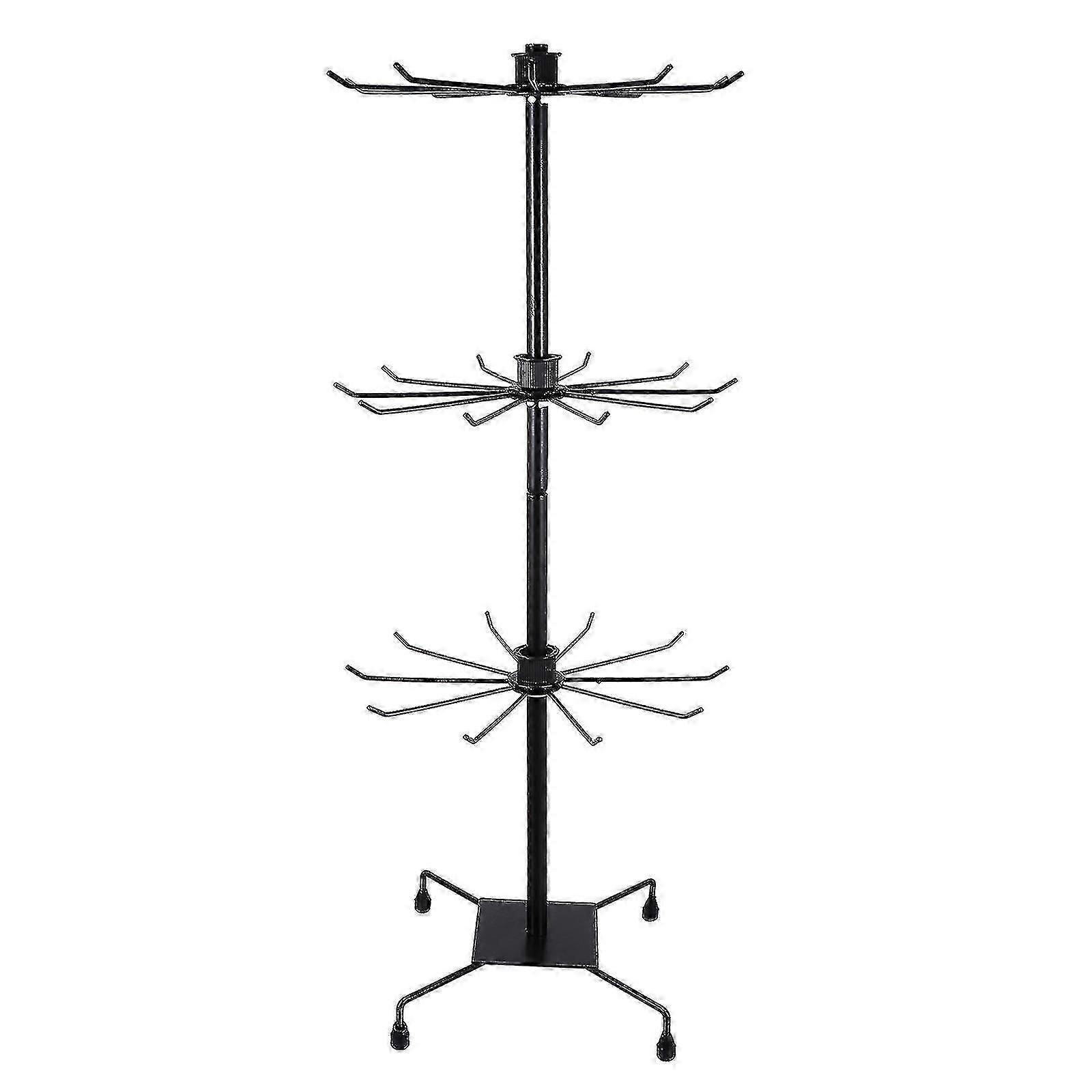 1pc Metal Hat Display Stand Rotating 3-tier Storage Rack Headwear Rack-yuyu
