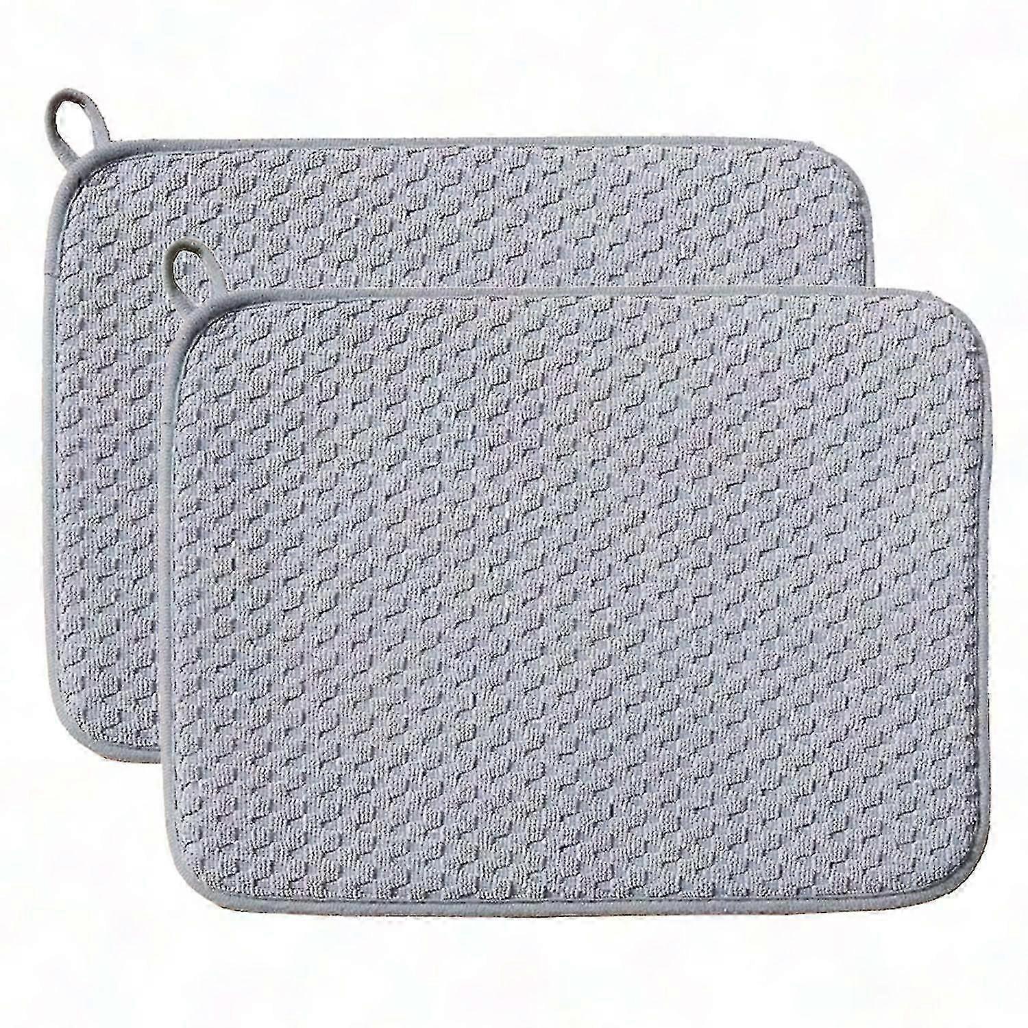 2er-Pack große Mikrofaser-Geschirrtrockenmatten saugfähige Küchenarbeitsplatten-Abtropfpads