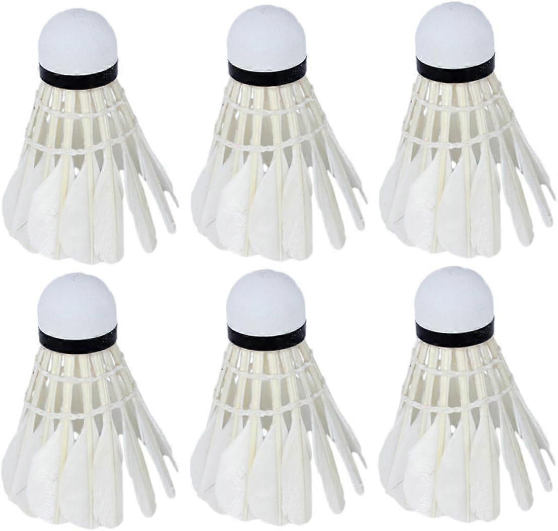 6PCS White Feather Shuttlecocks Badminton Comfortable and Environmentally Nice