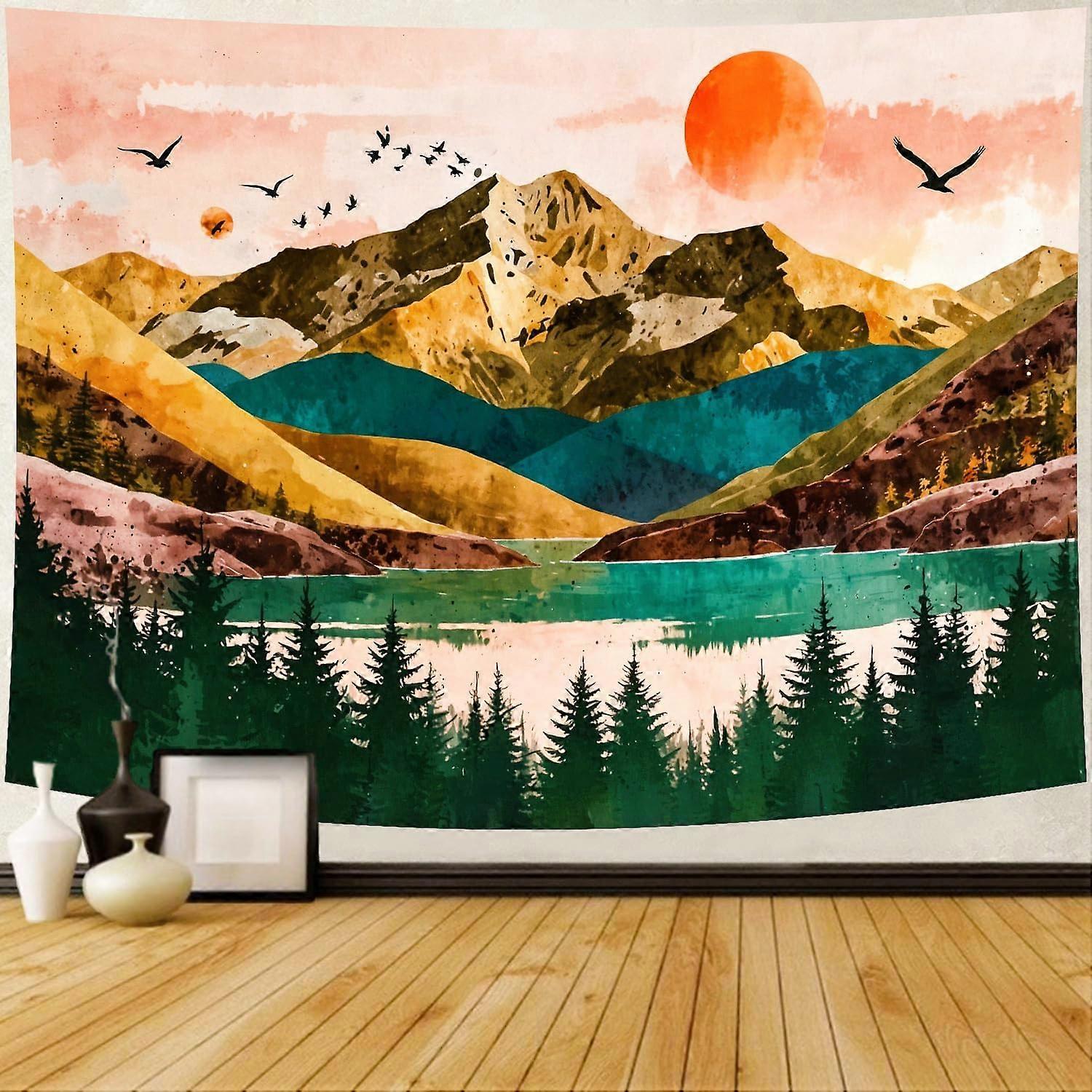 Mountain Tapestry Boho Sunset Nature Forest Tree Tape