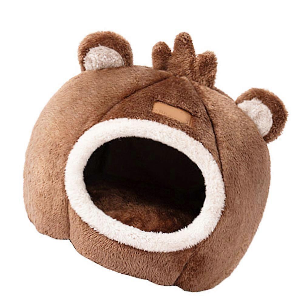 Indoor Dog House Bed Warm Pet Nest Semi-Enclosed Cozy Sleeping Bed for Small Pets 34X33X33cm 1Pack