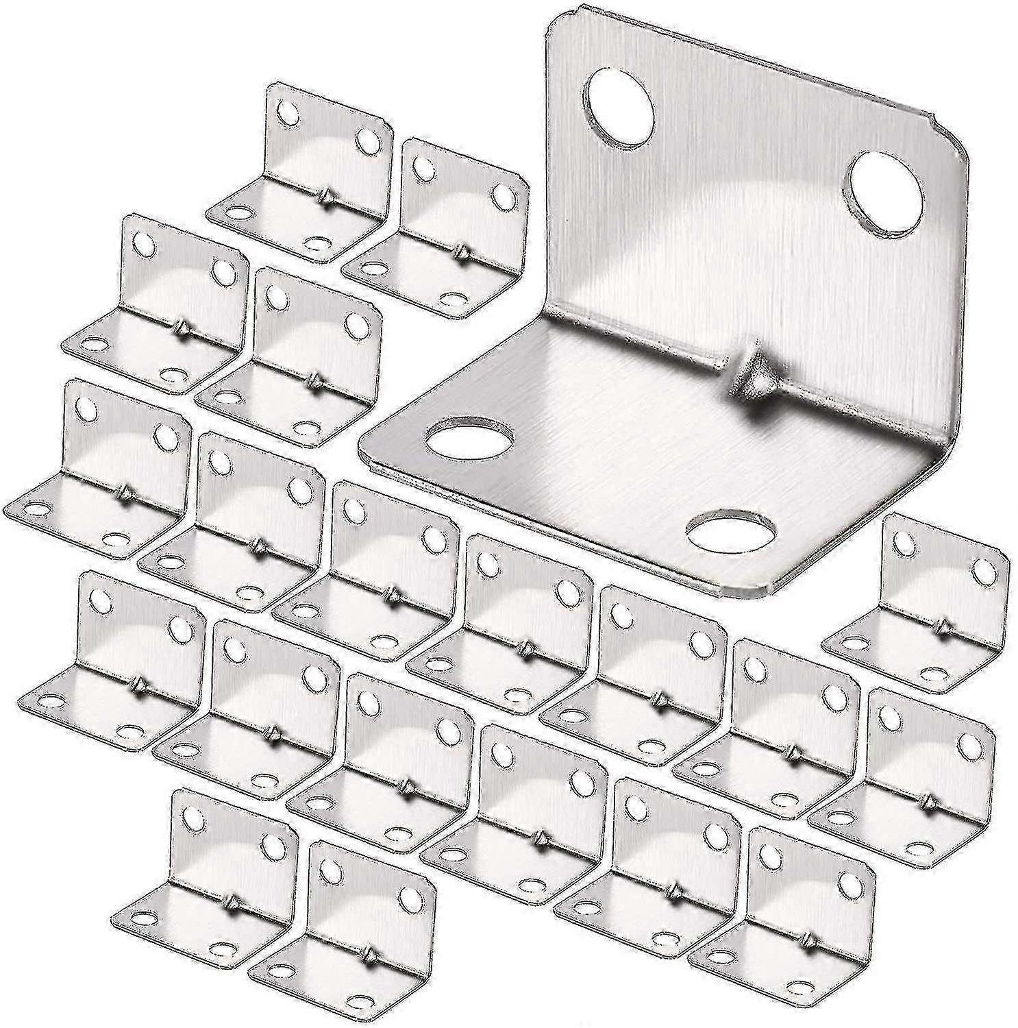 100pcs Heavy Duty Stainless Steel 90° Corner Brackets for Wood, Small Right Angle Fixing Brackets