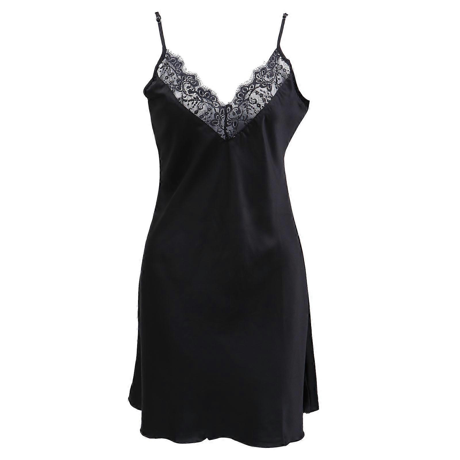 Silky Nightgown for Home Use Lightweight Wide Shoulder Strap L Size 1Pcs