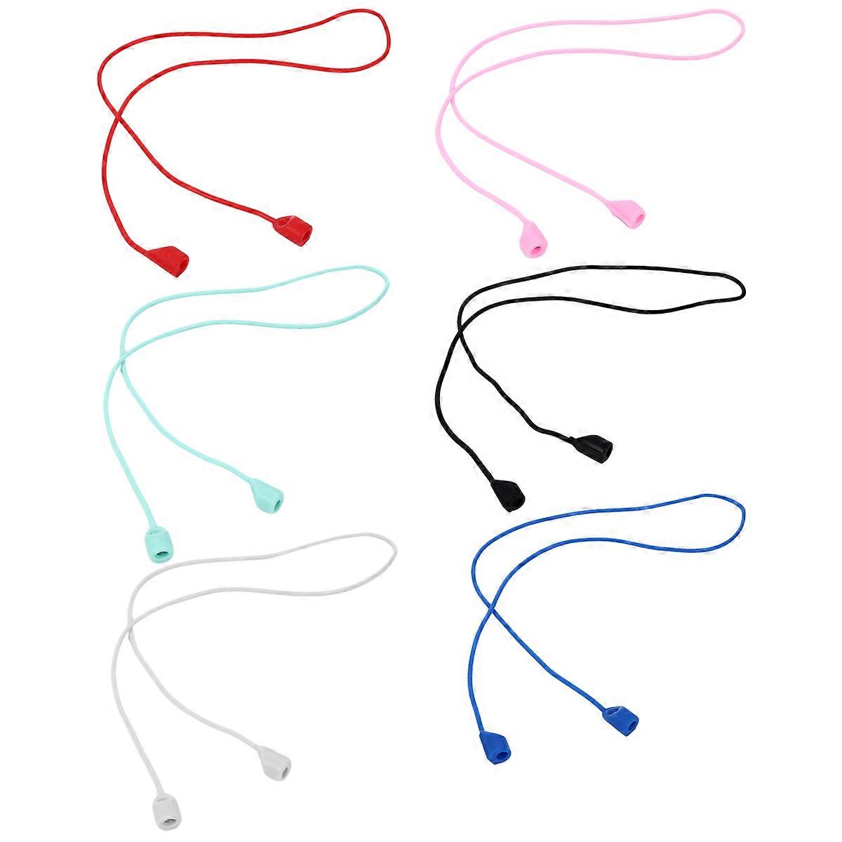 Silicone Wireless Headset Lanyard Strap for Earphones – Lightweight Protective Cord – 6pcs Set with White, Mint, Pink, and Dark Color Options