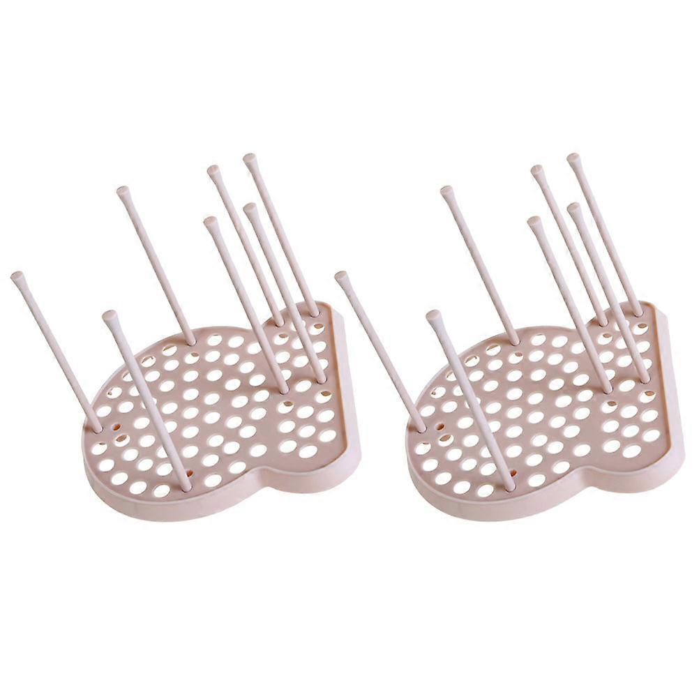 Compact Dish Drying Stand Simple and Practical Easy to Clean PP Material Pink 19.3x16.5cm 2Pcs