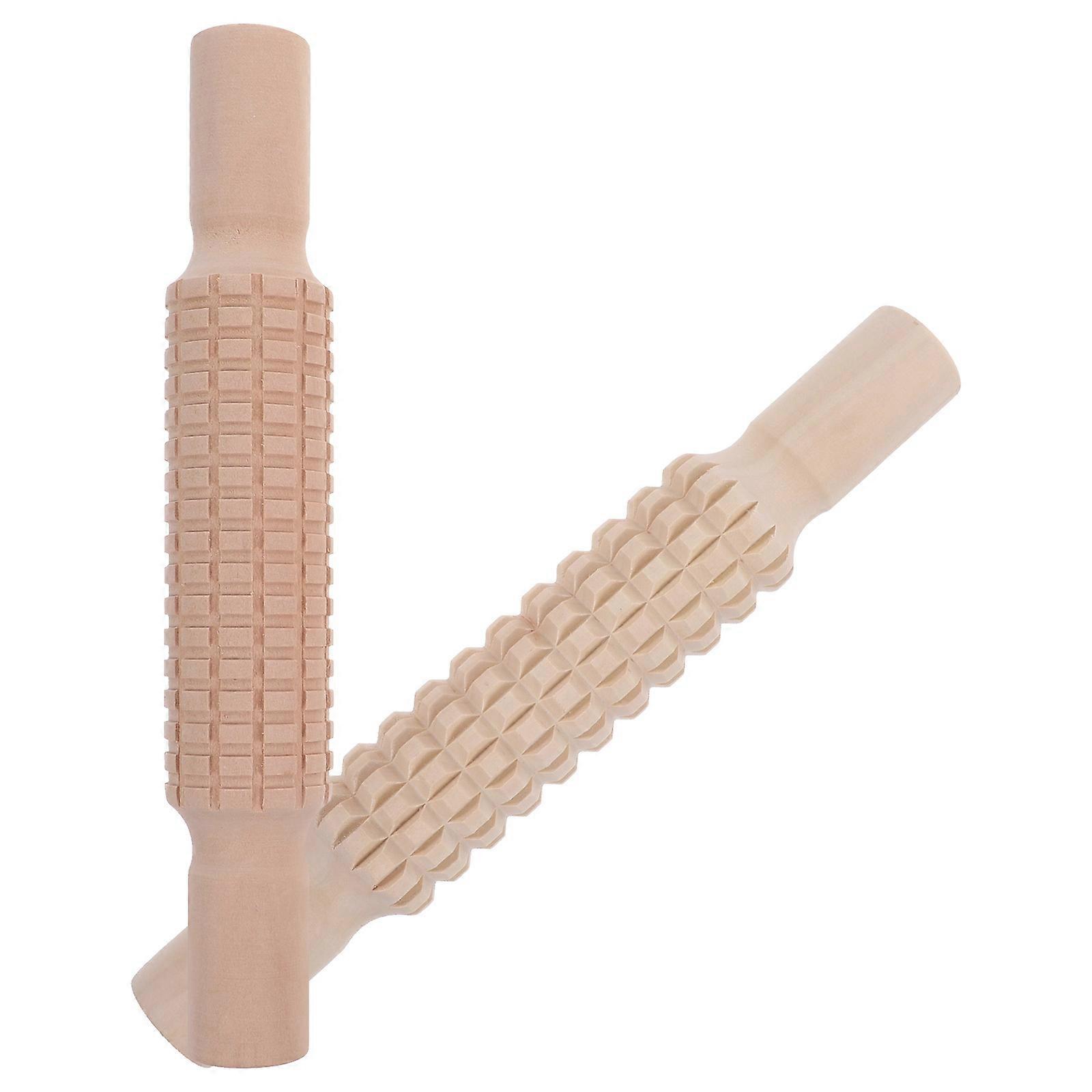 Wooden Handheld Rollers for Clay Crafting   Embossing Rolling Sticks for Pottery DIY, Textured Patterns, Compact Kitchen Tool for Pottery Enthusiasts