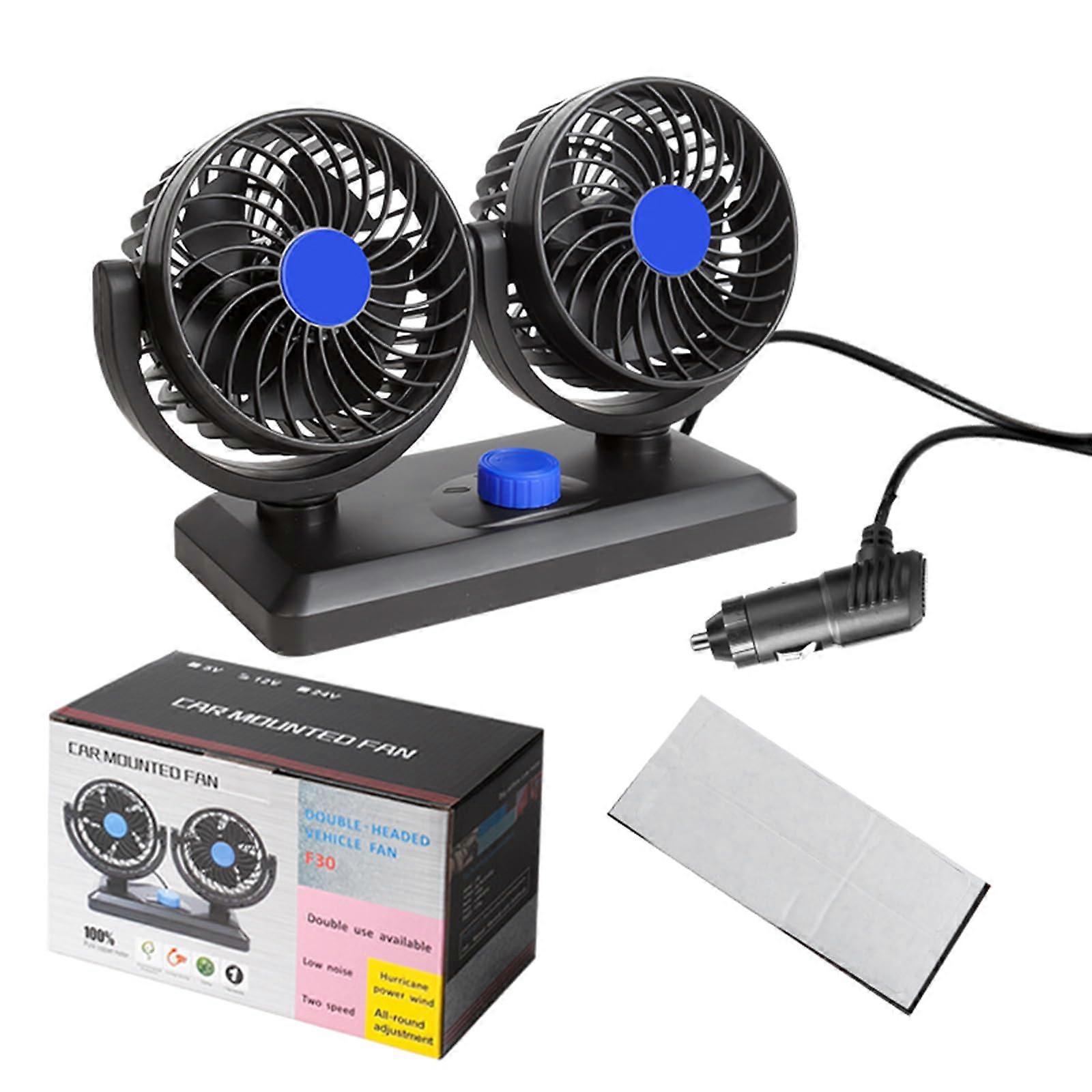 Auto Luefter 360-Degree Rotation Dual-Head Cooling Fan, Variable Speed USB LED PC Cooler, 12V Extension for Rooms