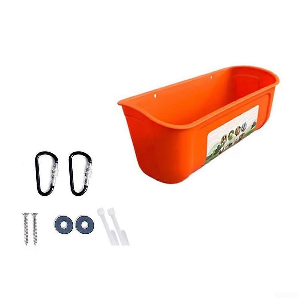 Hanging Feed Trough for Poultry, Essential Feeding Tool for Chickens and Small Livestock, Orange Color, Durable Design