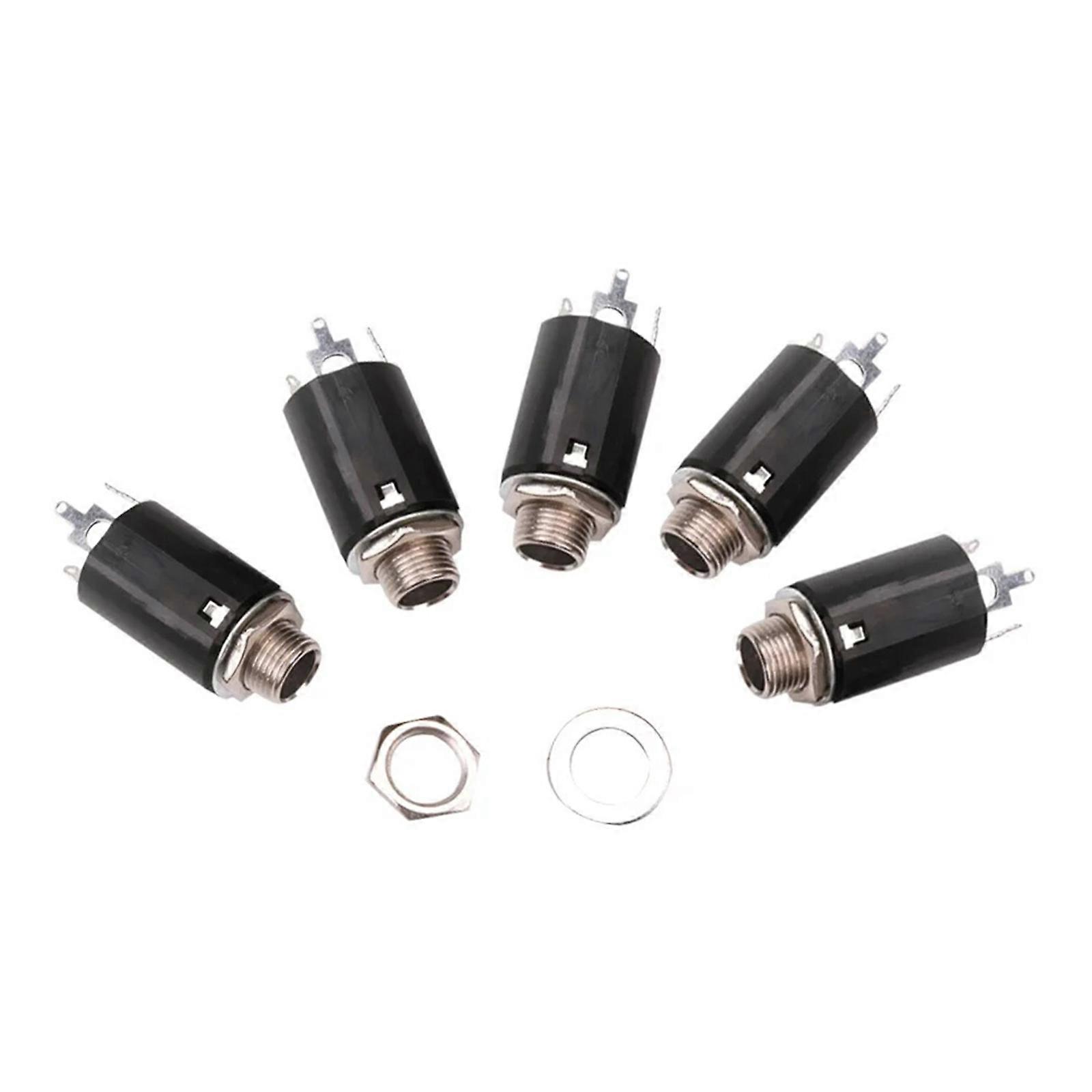 5Pcs Guitar Output Jacks Socket Plug Output Input Jacks Plate Socket Electric Guitar Pickup 6.35mm Output Jacks Plate Multicolor