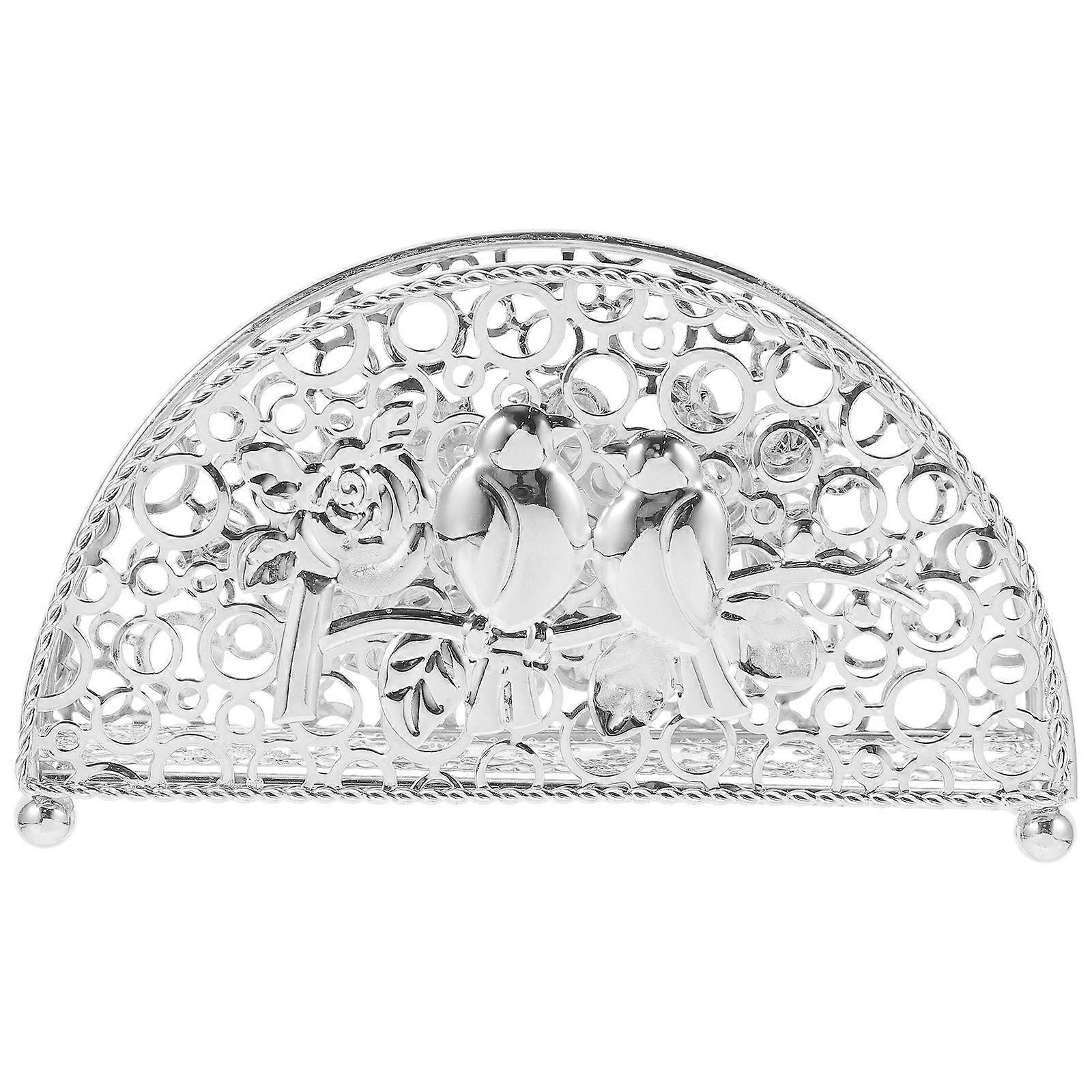 Elegant Vertical Metal Napkin Holder Stand for Home Decorate with Silver Iron Material