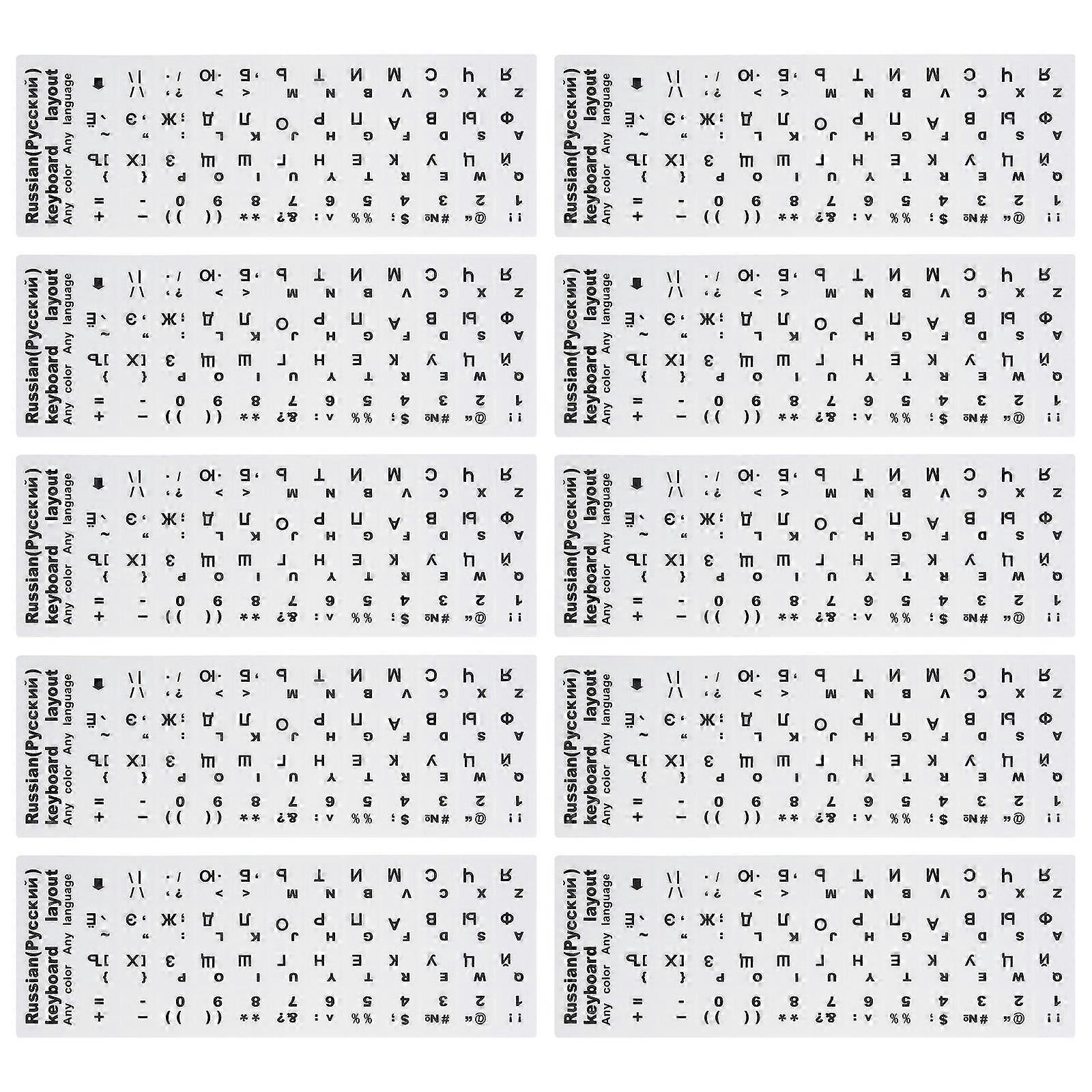 Keyboard Sticker Letter Replacement Russian Keyboard Label Daily Use Easy Installation 10Pcs