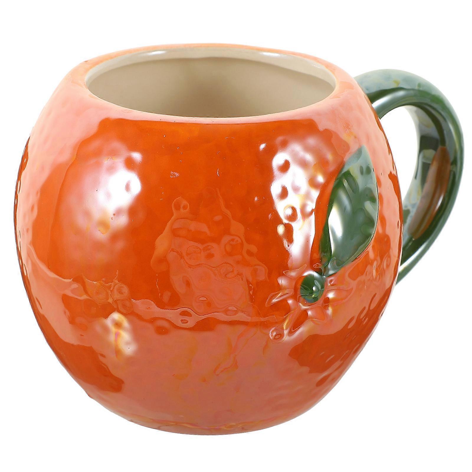 Ceramic Mug Fruit Shape Drinking Water Home Office Use Smooth Surface 14.5X10.5X9.5CM Orange 1Pcs