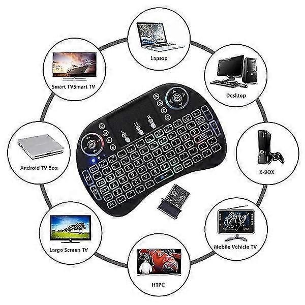 Backlit Mini Wireless Keyboard, Handheld Remote Control with Touchpad Mouse