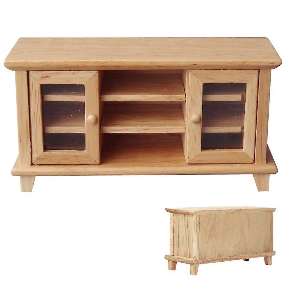 Miniature TV Cabinet Model Prop for Decoration Light Brown Synthetic Material