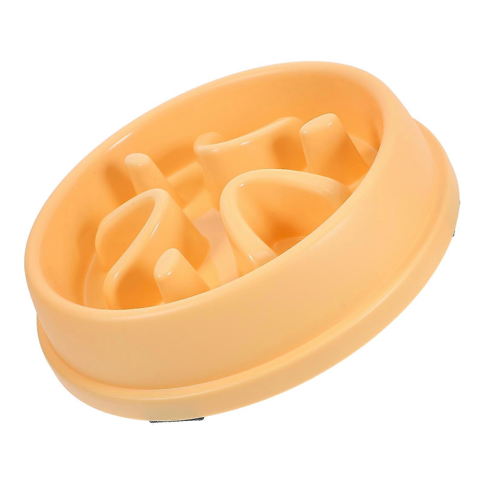 Light Yellow ABS Slow Feeder Dog Bowl NonSlip Bottom for Safe Eating and Easy Cleaning 12.5 x 12.5 x 2.5 Inches