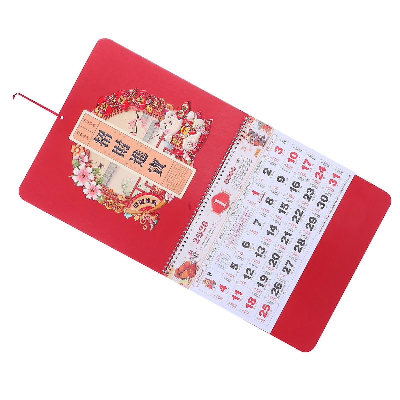 Chinese Scroll Wall Calendar Horse Year Design Monthly Planner Feng Shui Home Office Decoration Space Saving Traditional Style