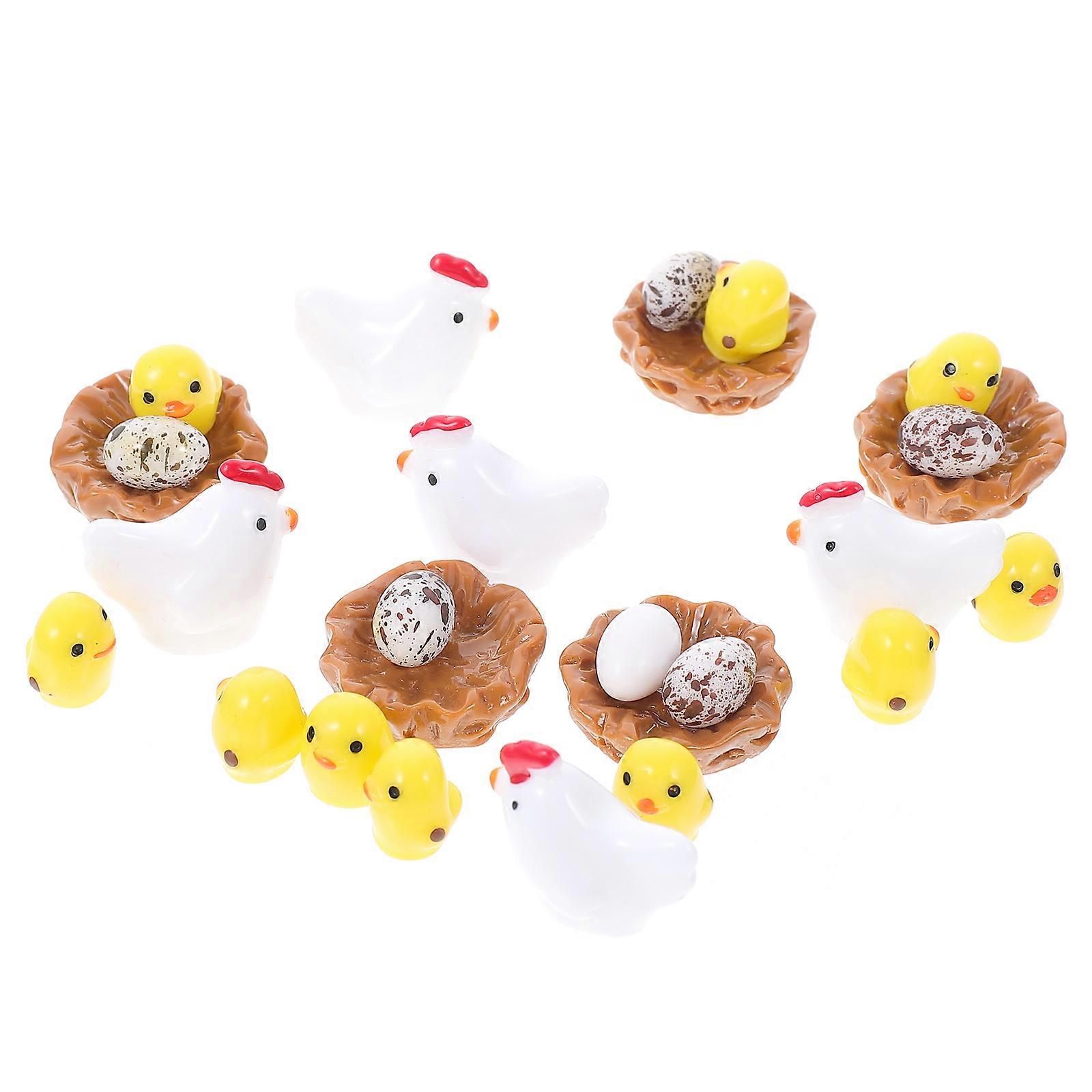 Resin Craft Decor Mini Ornament Creative Chick Shape Micro Landscape Scene 26Pcs
