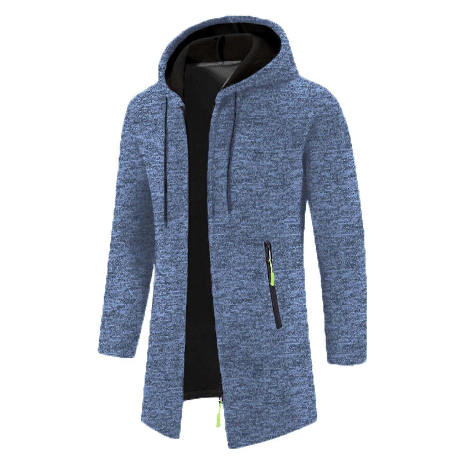 Traditional Jacket Men's Cardigan Thin Fleece Transition Jacket Navy Size S Medium Length Regular Fit