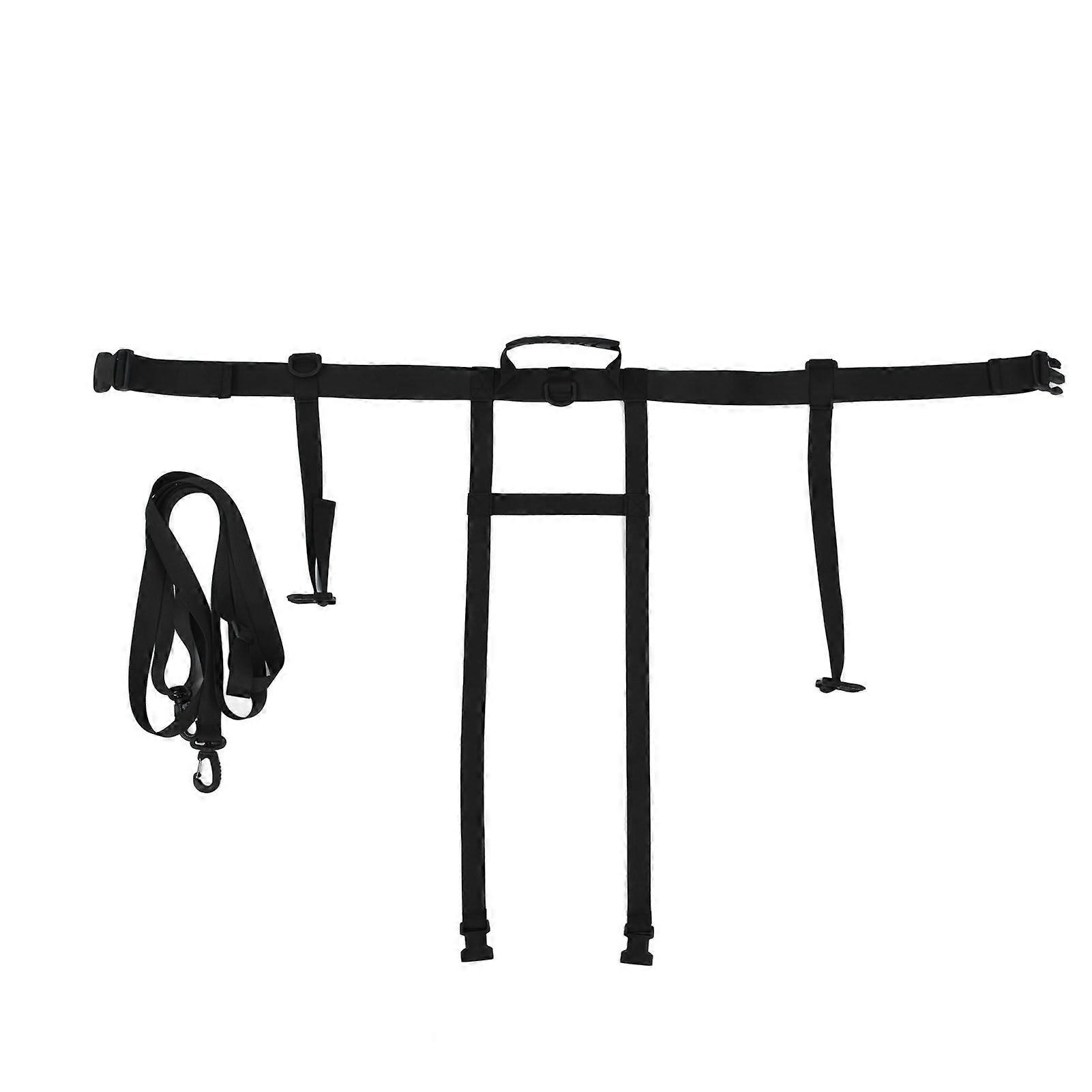 حبال سلامة تدريب الأطفال على الجليد قابل للتعديل في الهواء الطلق التزلج حزام الكتف الأسودأسود