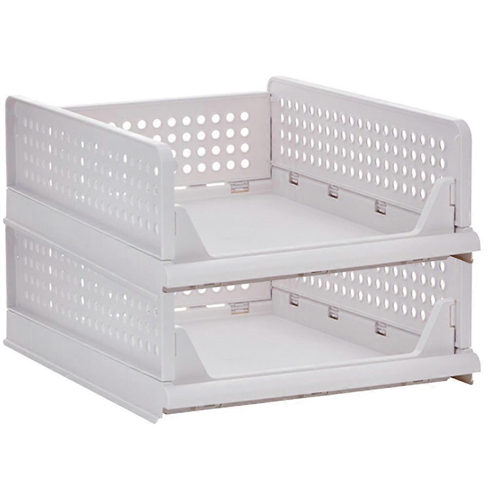 Stackable Folding Wardrobe Box for Clothes Storage 2Pcs Plastic Organizer