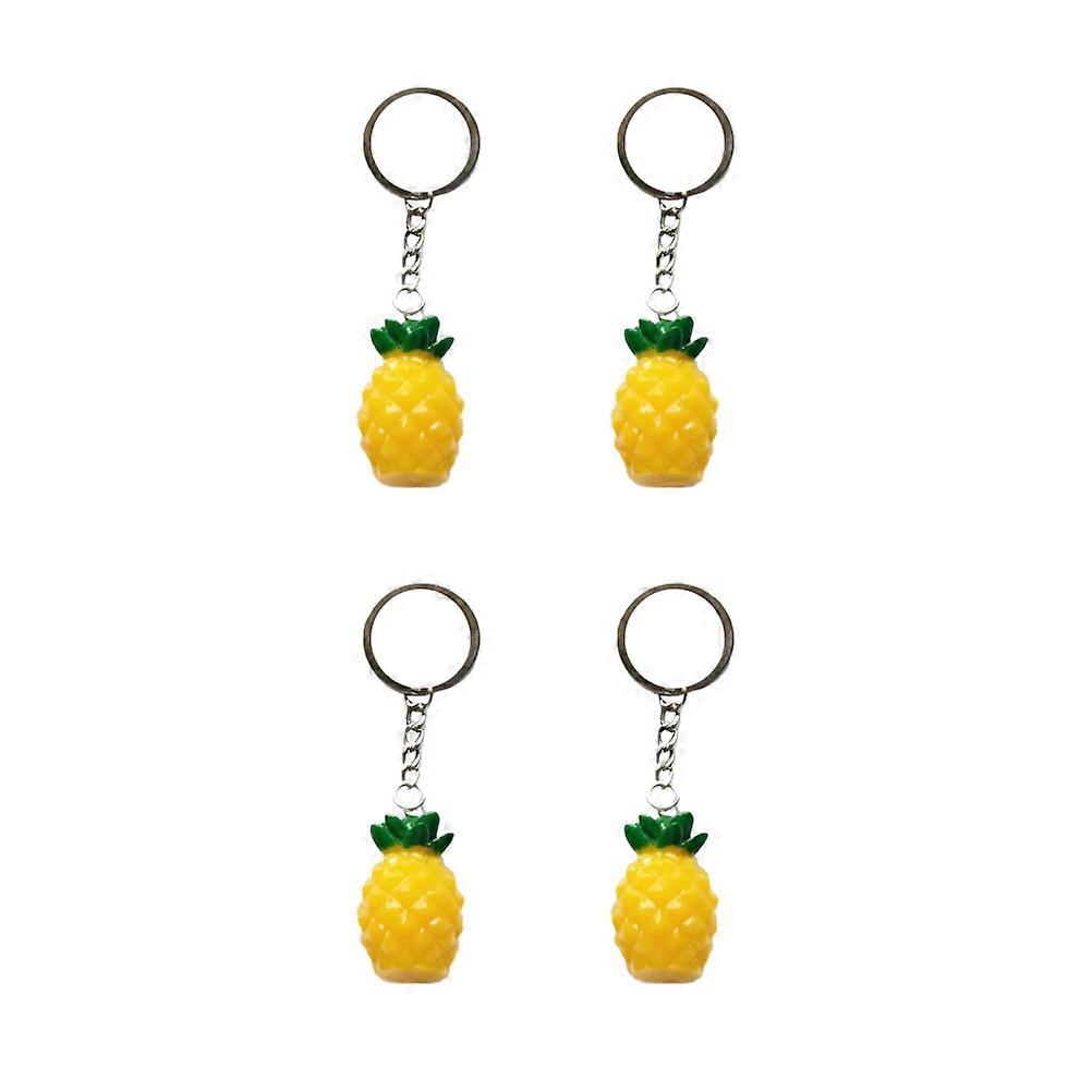 4pcs Creative Yellow Pineapple Keychain Pendant Accessory for Bags, Phones, and Car Keys – Universal Occasions