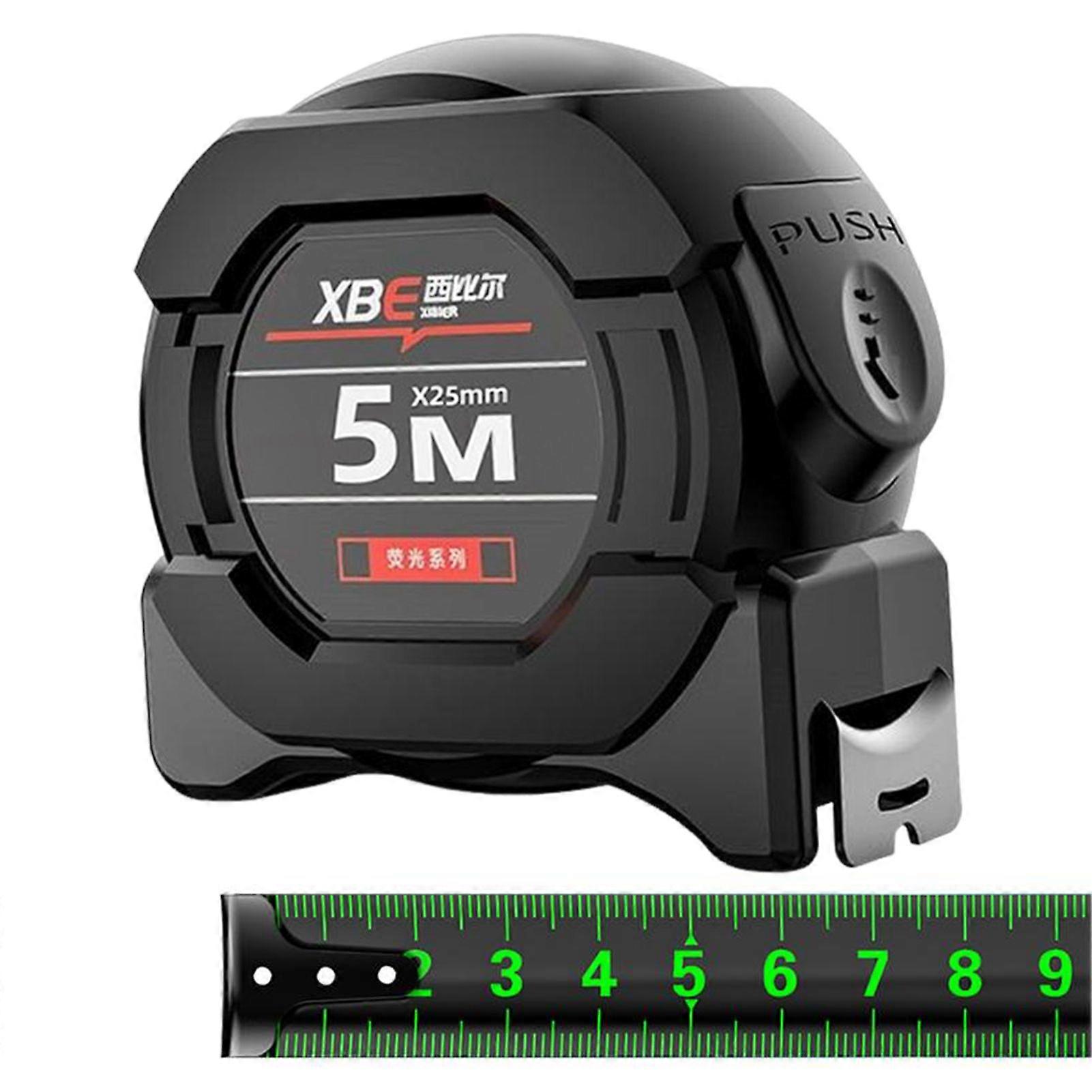 Self-locking Fluorescent Steel Tape Measure 5 Meter High-Visibility Professional Tape Measure Carbon Steel Metric-Ruler