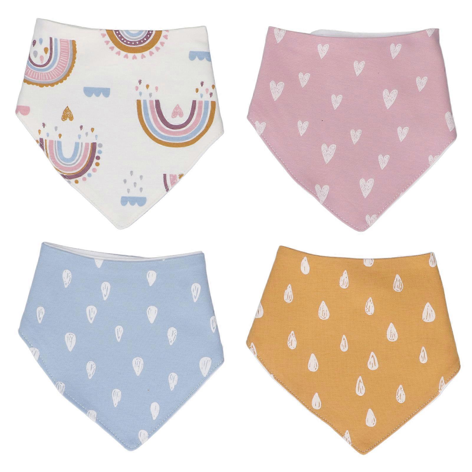 Baby Bib Set Absorbent Waterproof Triangular Cotton Infant Drool Bibs for Newborn Feeding 4pcs Type 2