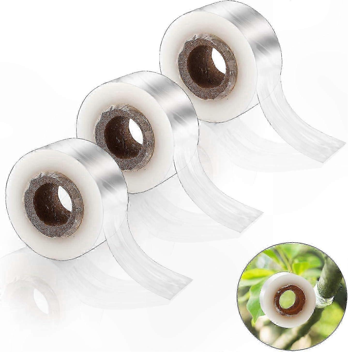 3 Rolls of Transparent Self-Adhesive Nursery Tape, 100m x 3cm for Grafting Needs