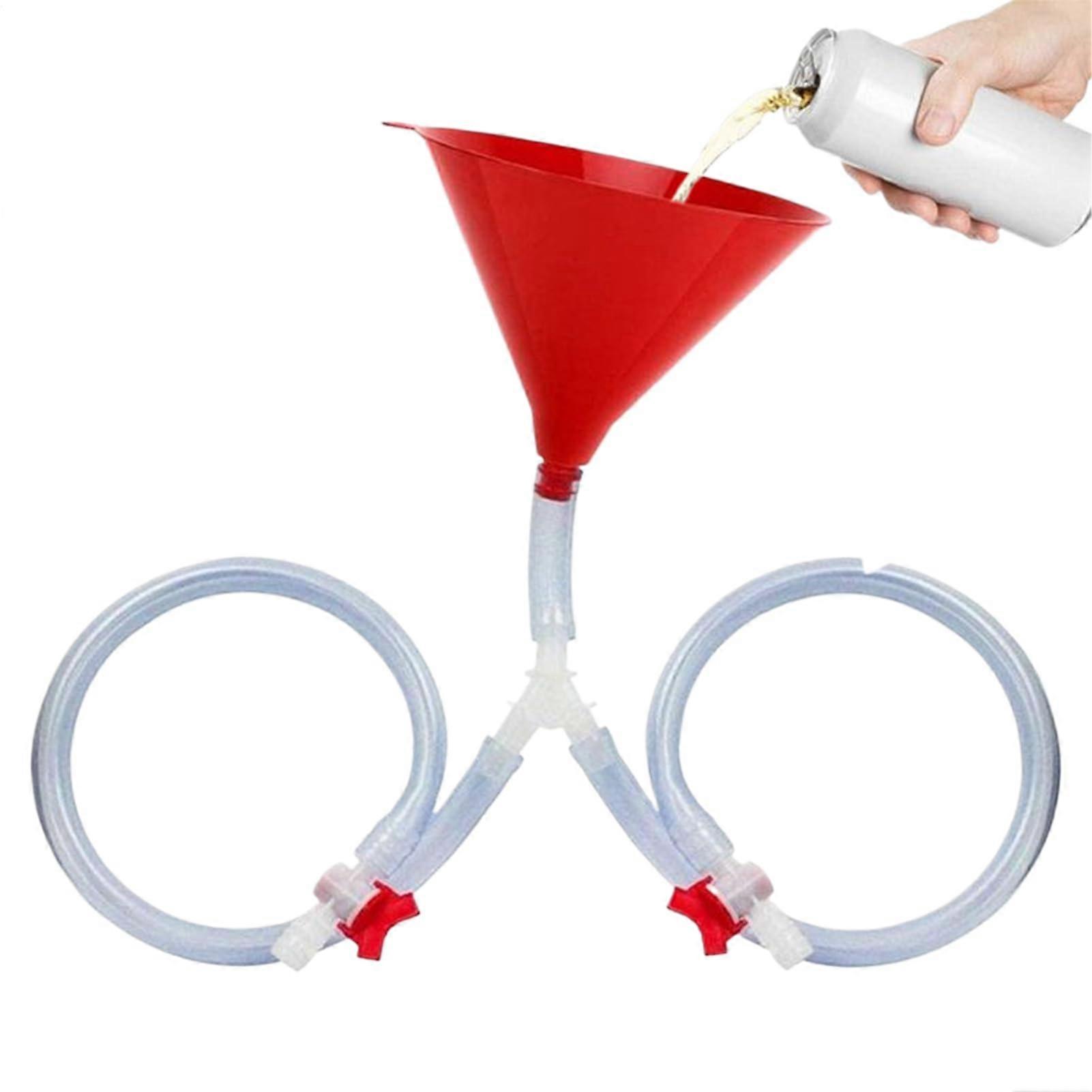 Beer Funnel With Sealing Valve - Reusable Drinking Accessory, Splash-Proof Hose, Double-Tube For Party Games, Barbecues
