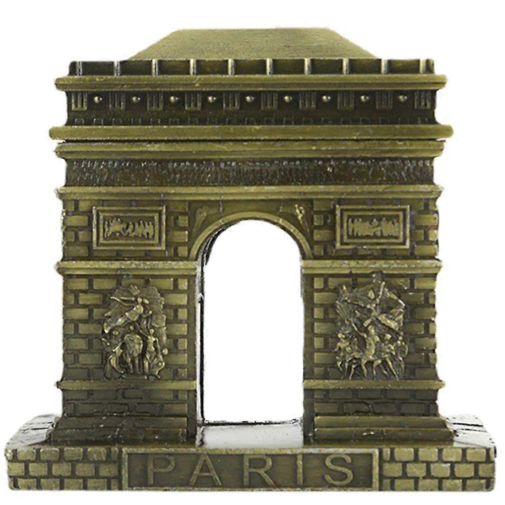 Golden Triumphal Arch Figurine for Decor Made of Alloy with Simple Artistic Design 3.1 Inches