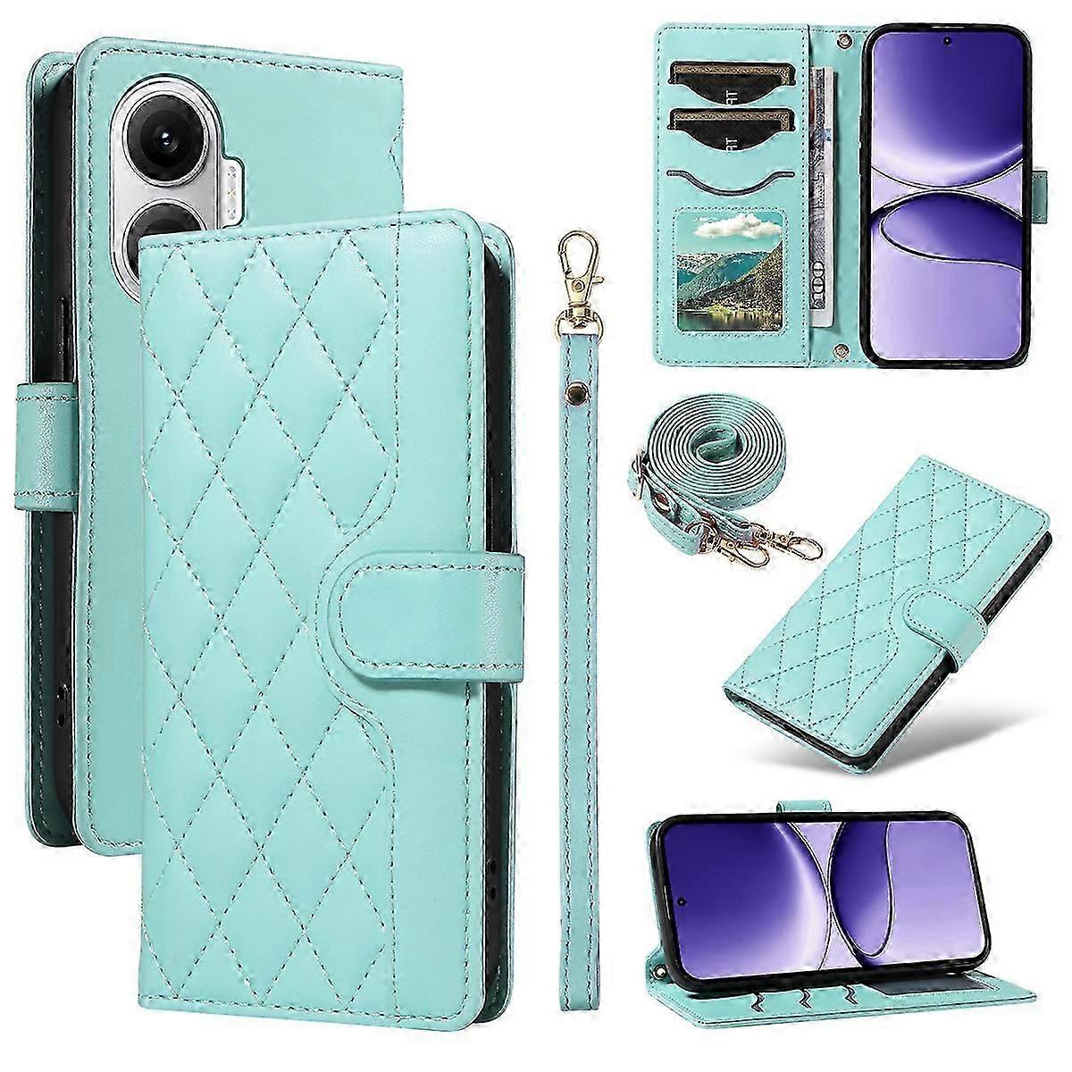 Compatible For Xiaomi Poco F7 5G / Xiaomi Redmi Turbo 4 Pro 5G Wallet Case Rhombus Leather Phone Cover with Strap