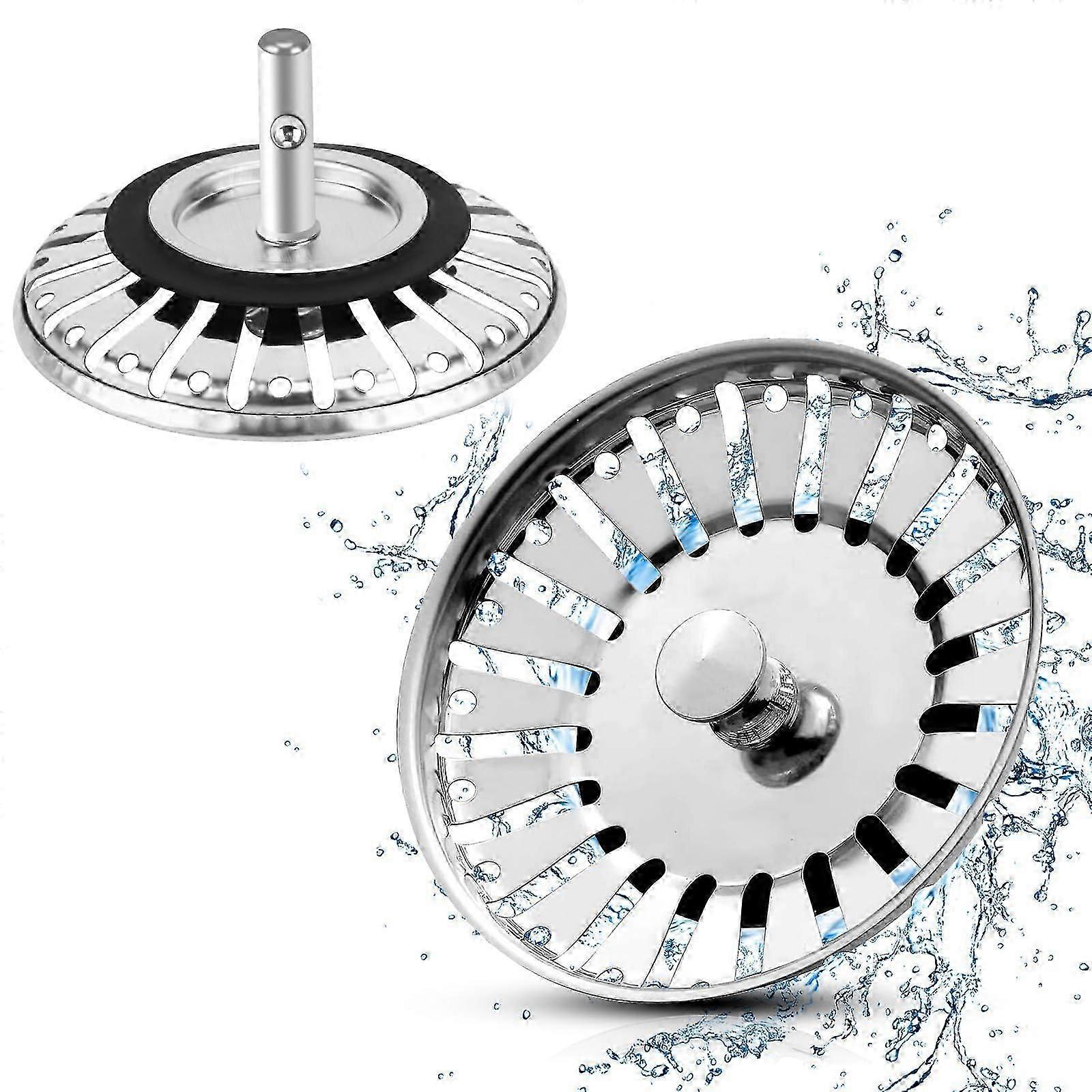 Universal Sink Strainer Basket Drain Plug Kitchen Sink Stopper 2 Pieces 84mm