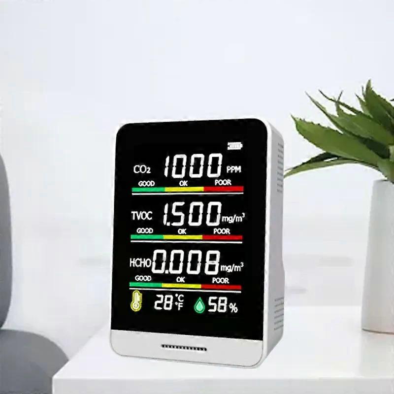 CO2 Detector TVOC HCHO Temperature Humidity Detection Tool Smart Home Indoor Air Quality Monitor