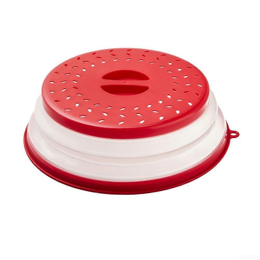 Microwave heating cover, silicone, foldable, splashproof, with air vent handle, 27 x 27 x 8 cm (red)