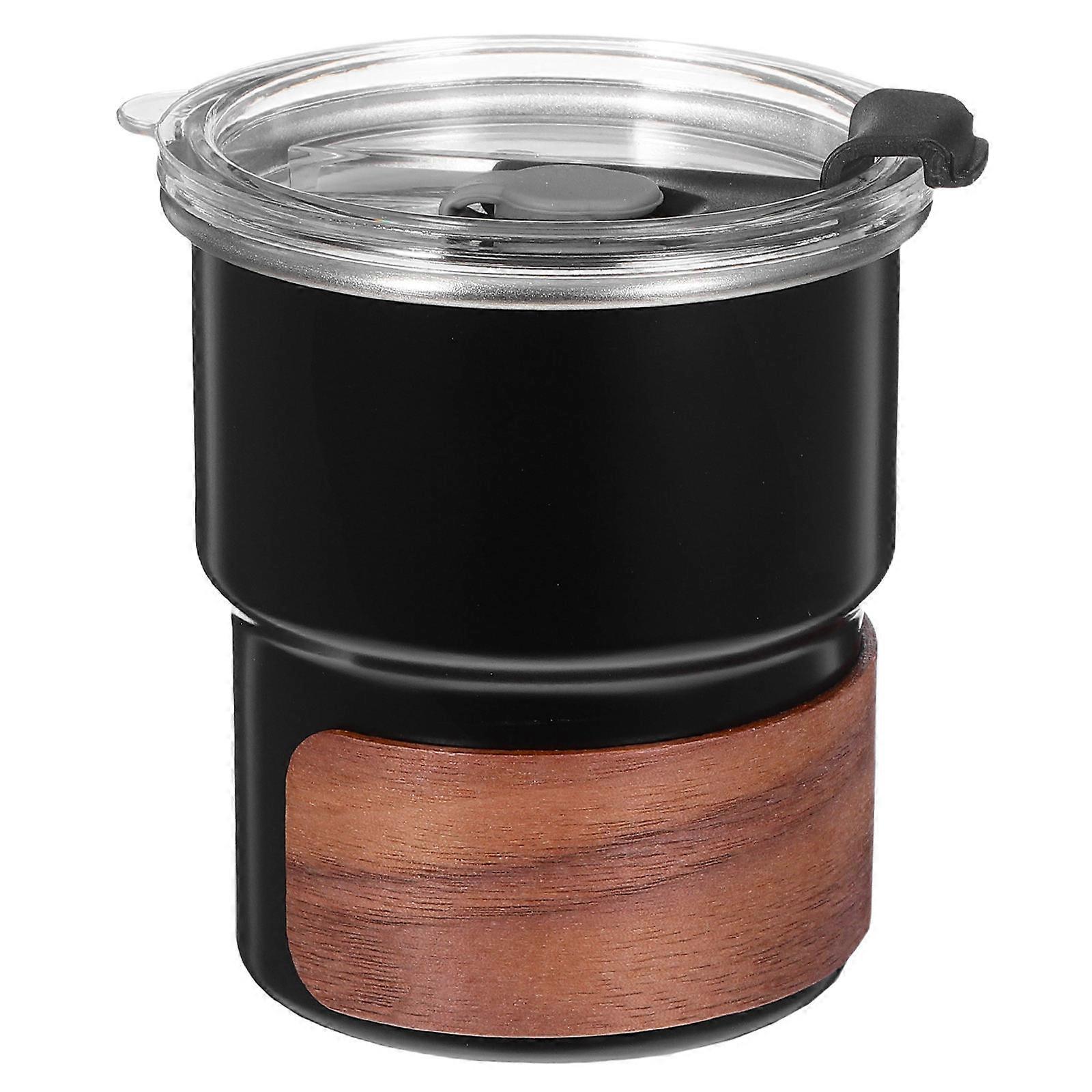 Durable Black Stainless Steel Travel Mug with Dustproof Lid for Home Use Compact Design 12 oz