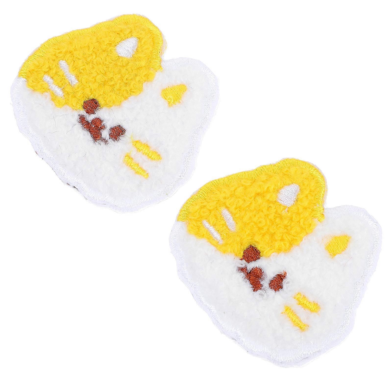 Animal Embroidered Patches 2Pcs Cartoon Design Stickers For DIY Projects Assorted Color Decoration Square