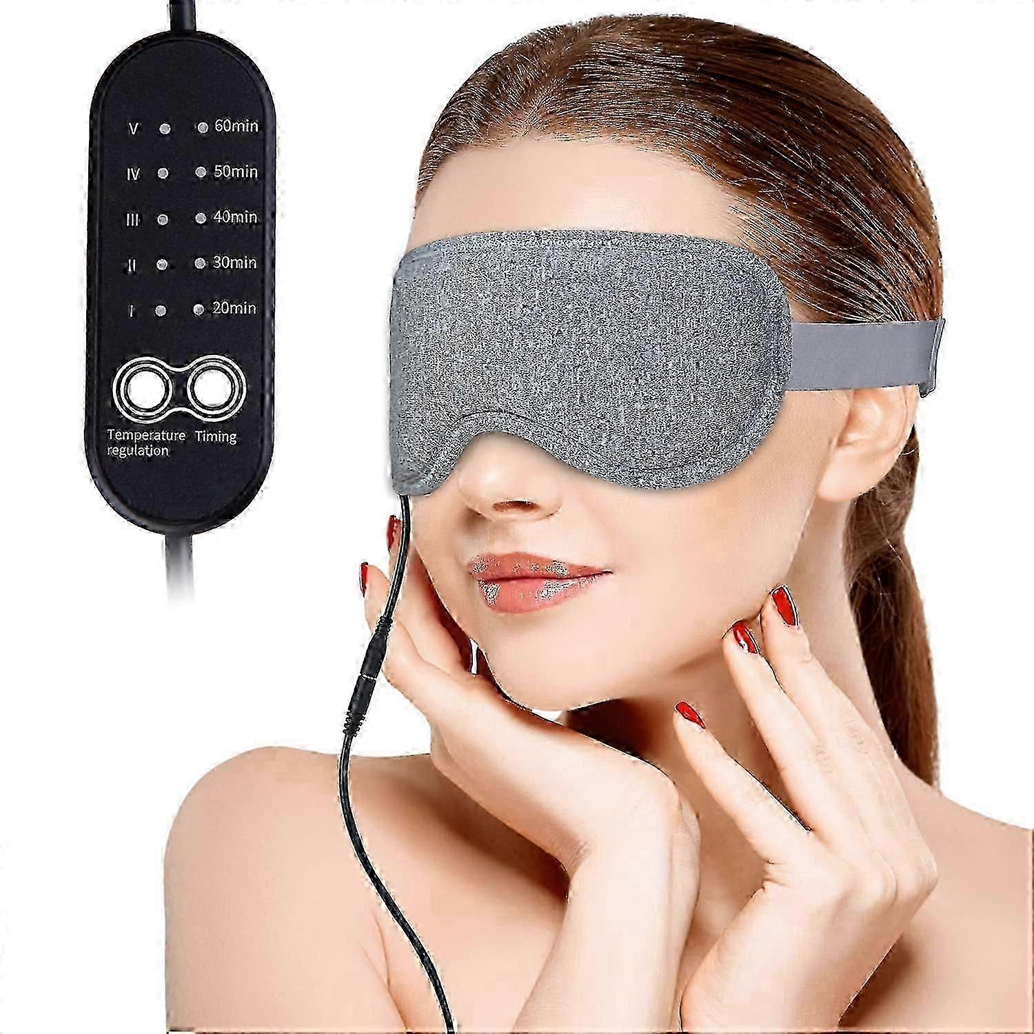 USB Heated Eye Mask for Dry Eyes, Warm Compress with Timer & Temp Control for Blepharitis Relief