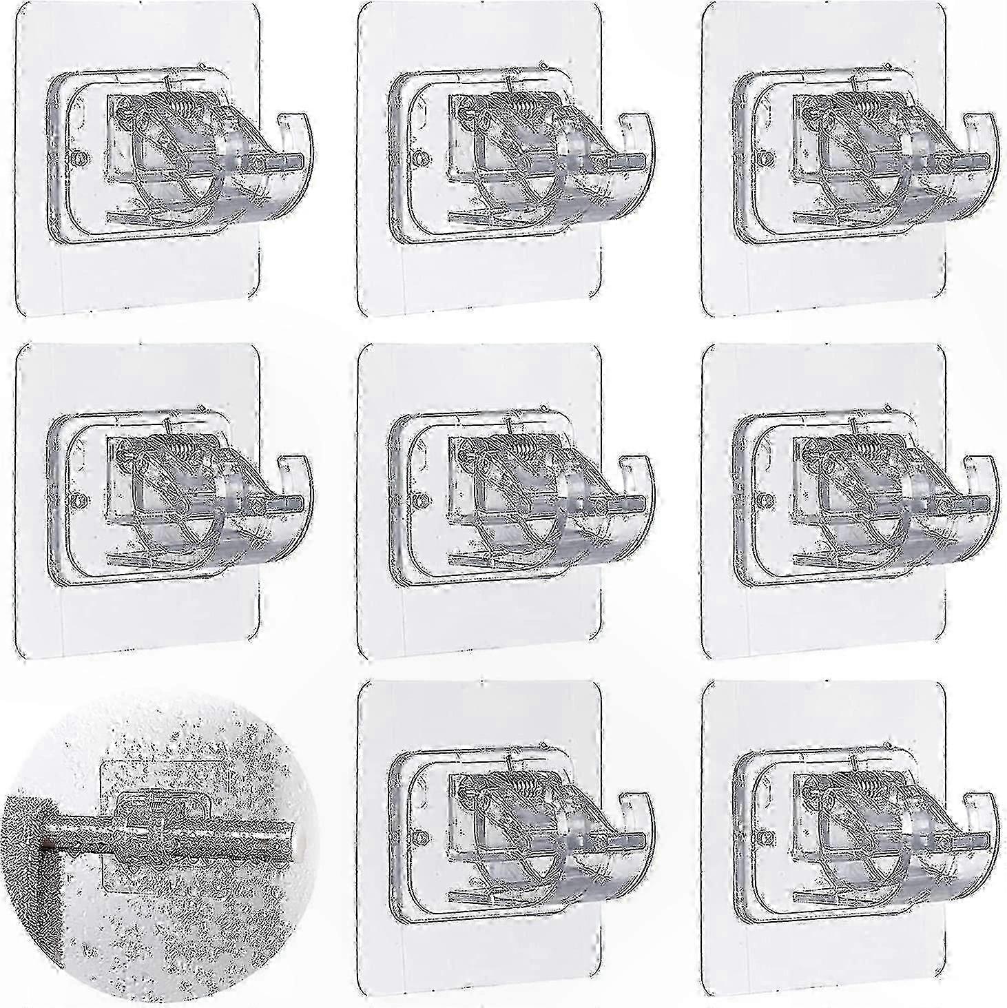 8-Pack Adhesive Curtain Rod Brackets, Hook Holders for Drapes