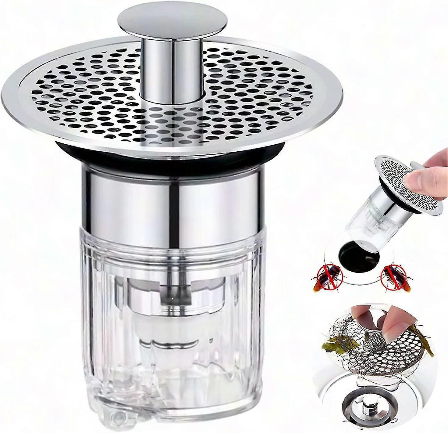 Universal Pop-Up Sink Drain - Anti-Blocking Bathroom Sink Drain Valve 62x62x33mm