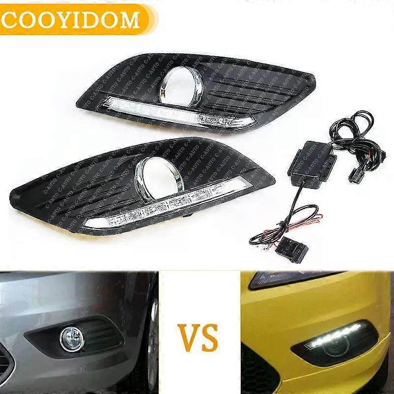 Apply LED dynamic Fog light assembly For Ford Focus 2 mk2 2008 2009 2010 2011 Retrofit front Bumper fogLamp DRL White Yellow Blue 12V