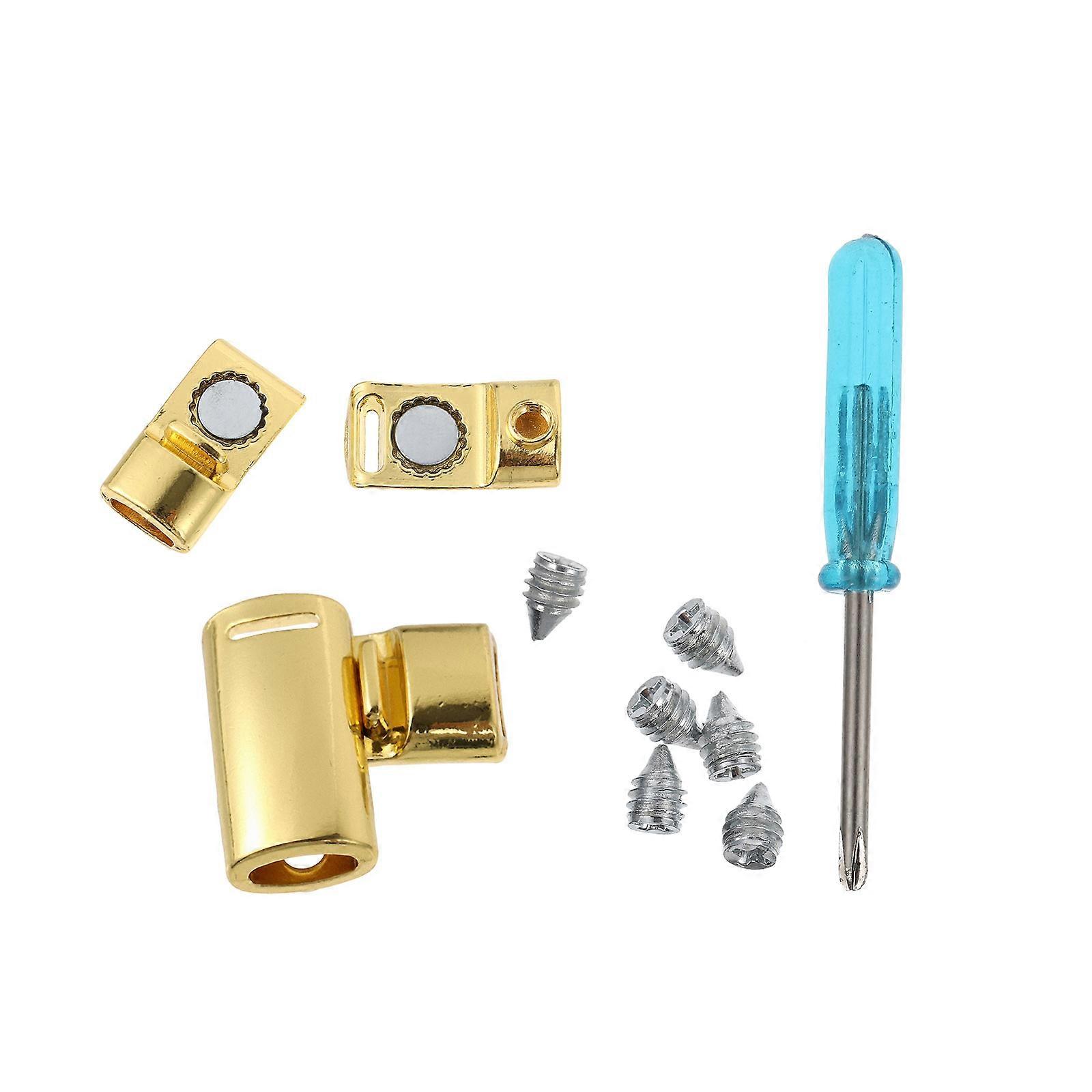 Magnetic Tie Shoe Laces Buckle Lock for Shoes Golden Metal with Quick Release Function 2 Sets